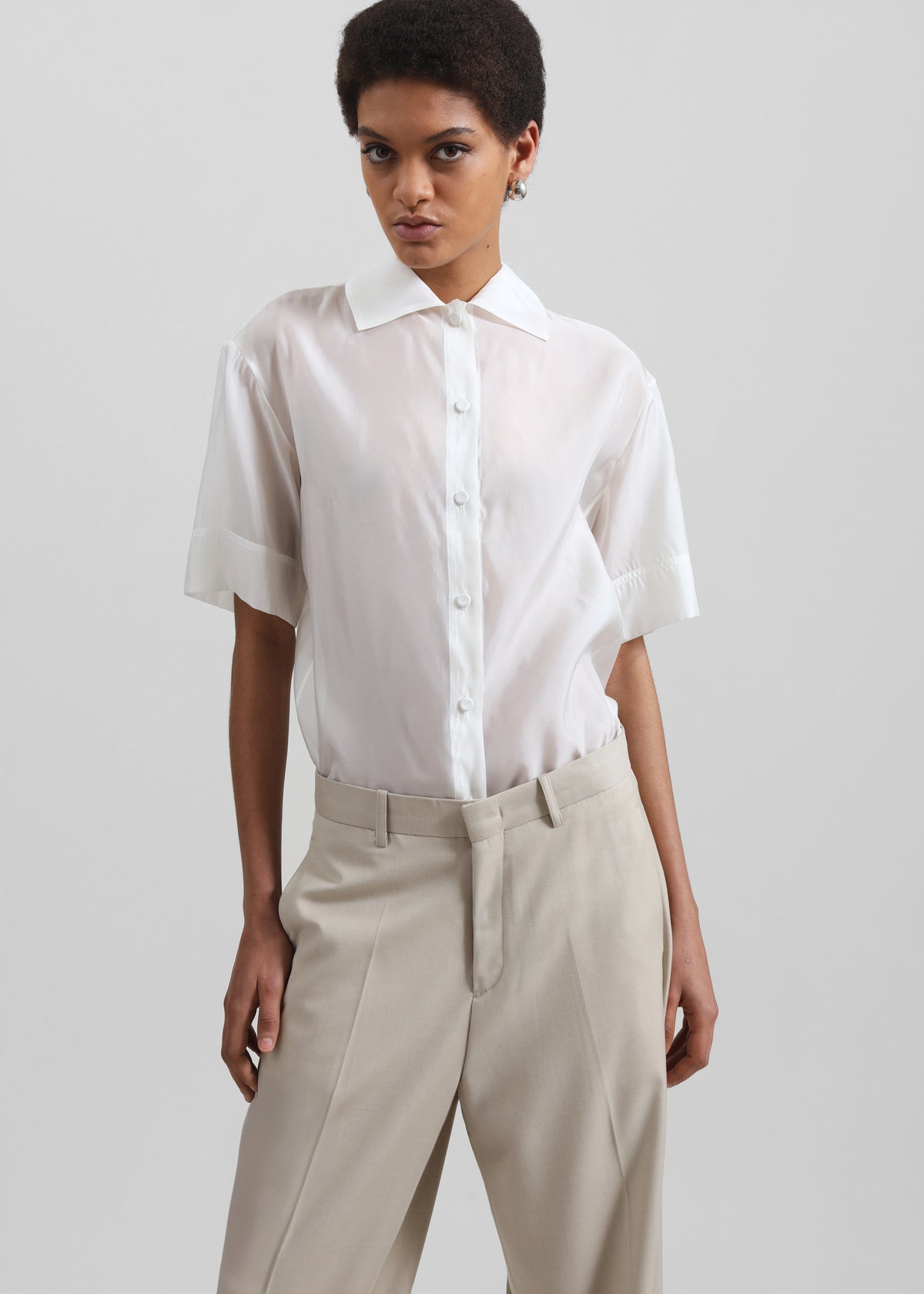 Linate Wide Trousers - Beige - 4