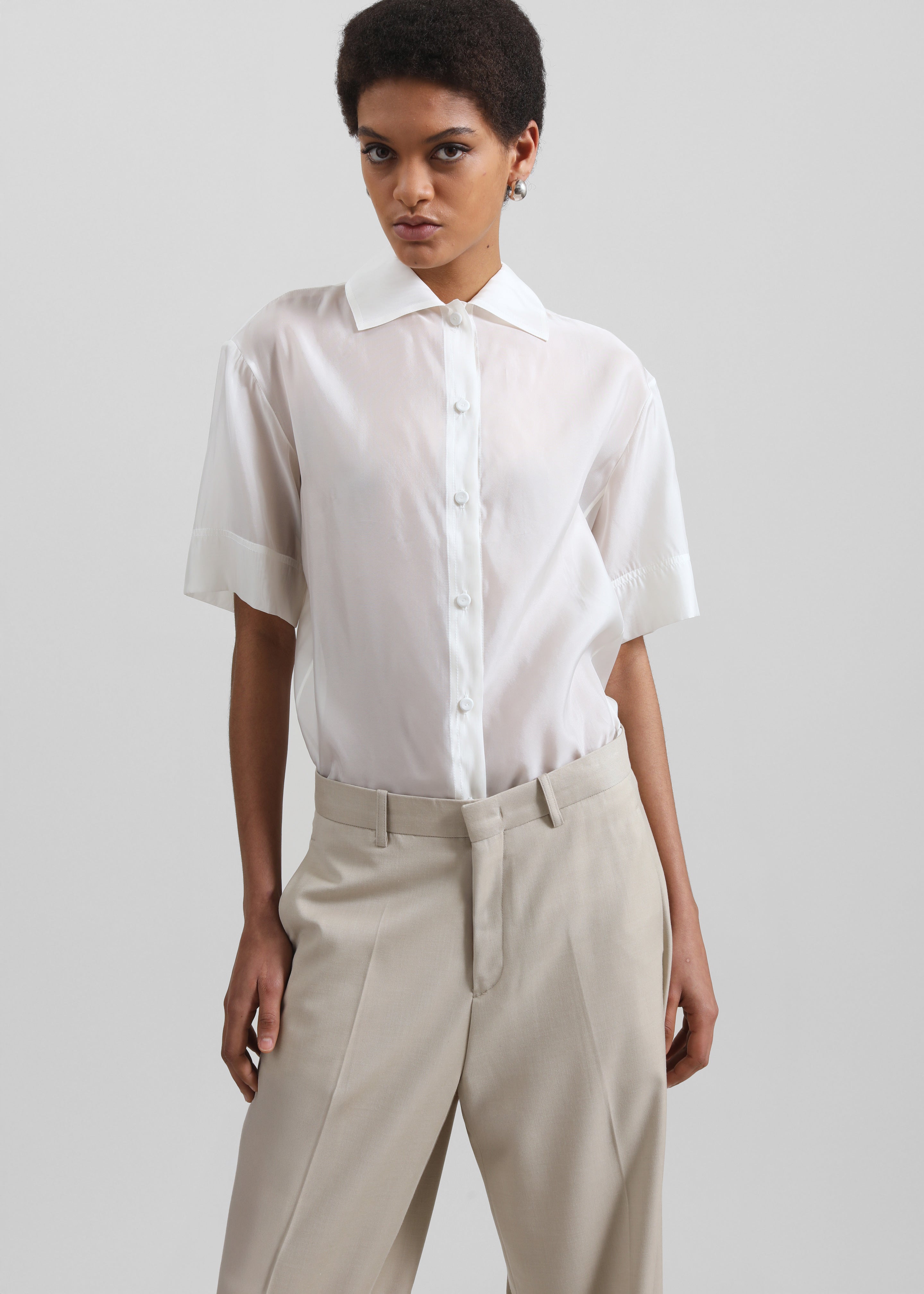 Linate Wide Trousers - Beige - 4