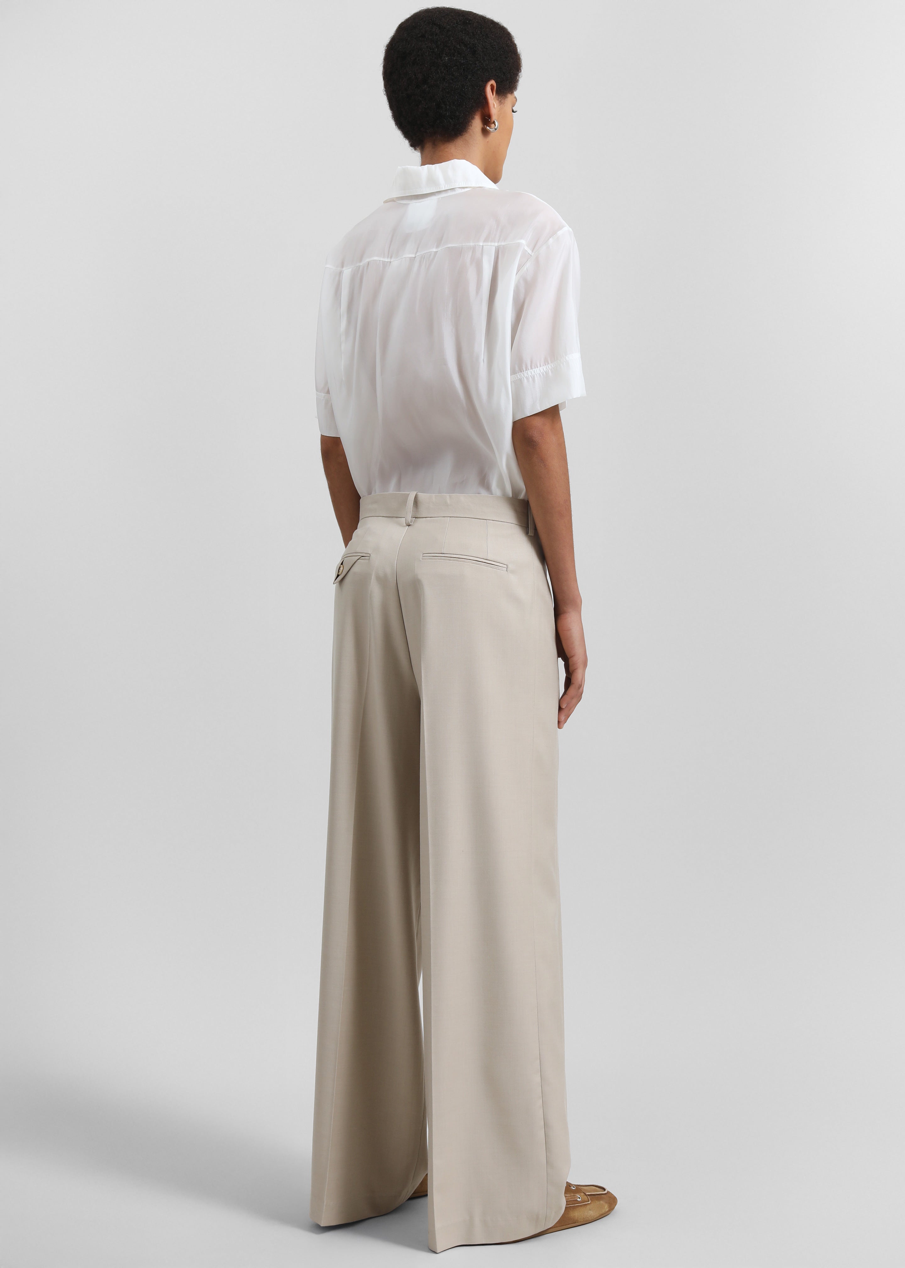 Linate Wide Trousers - Beige - 8