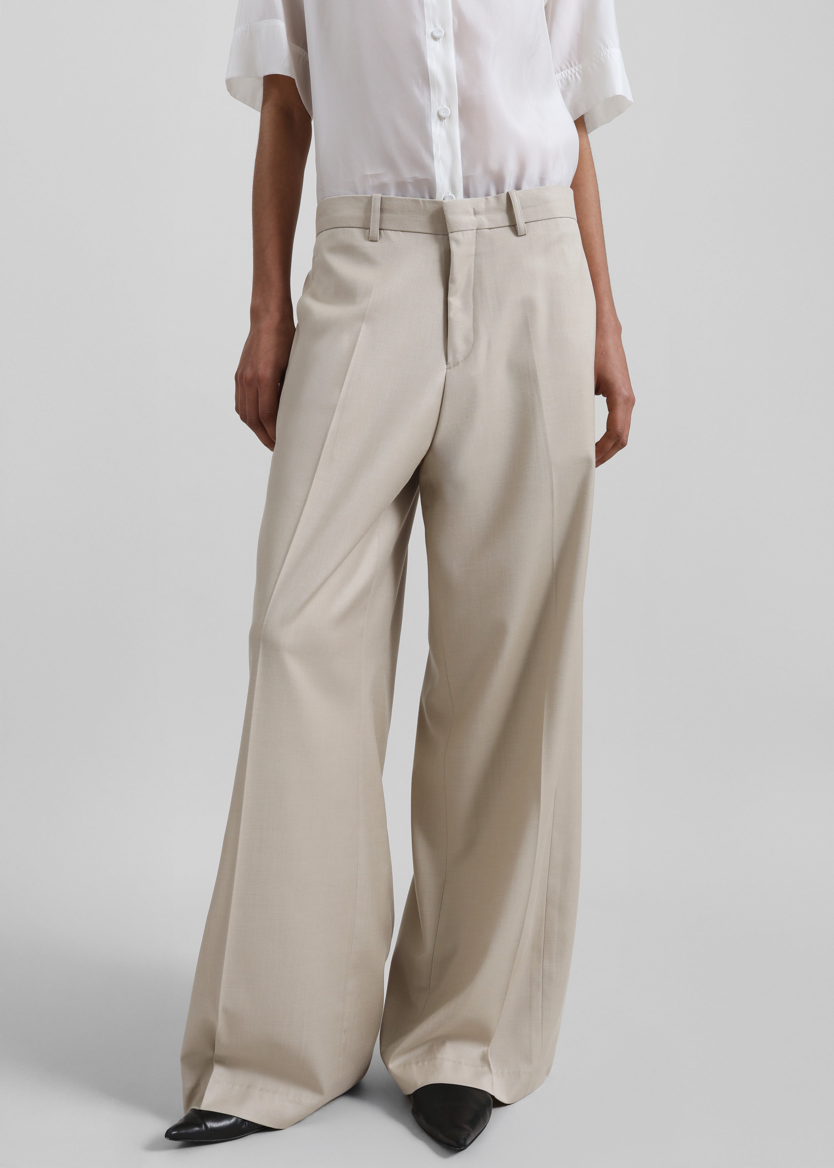 Linate Wide Trousers - Beige - 7