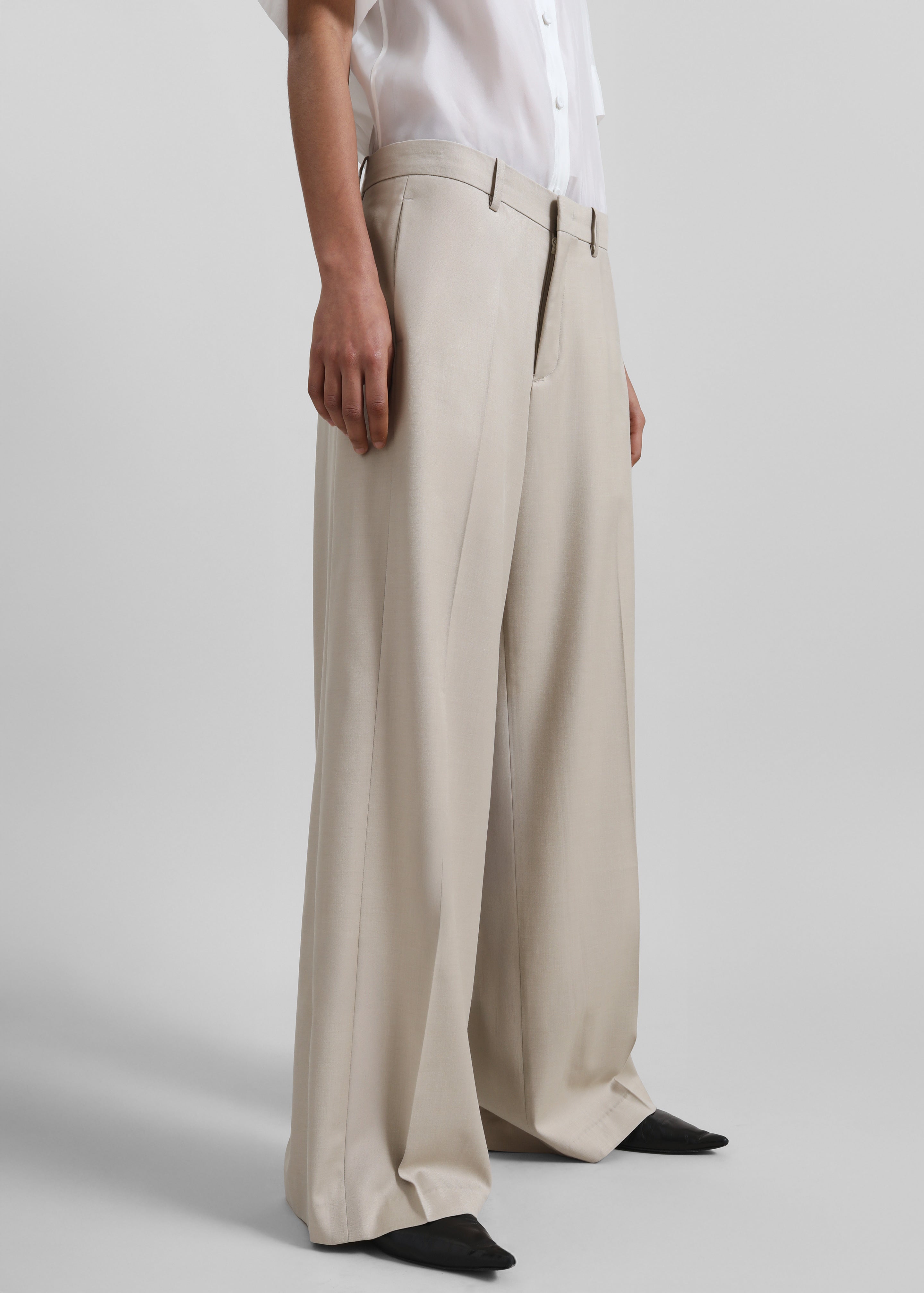 Linate Wide Trousers - Beige - 5