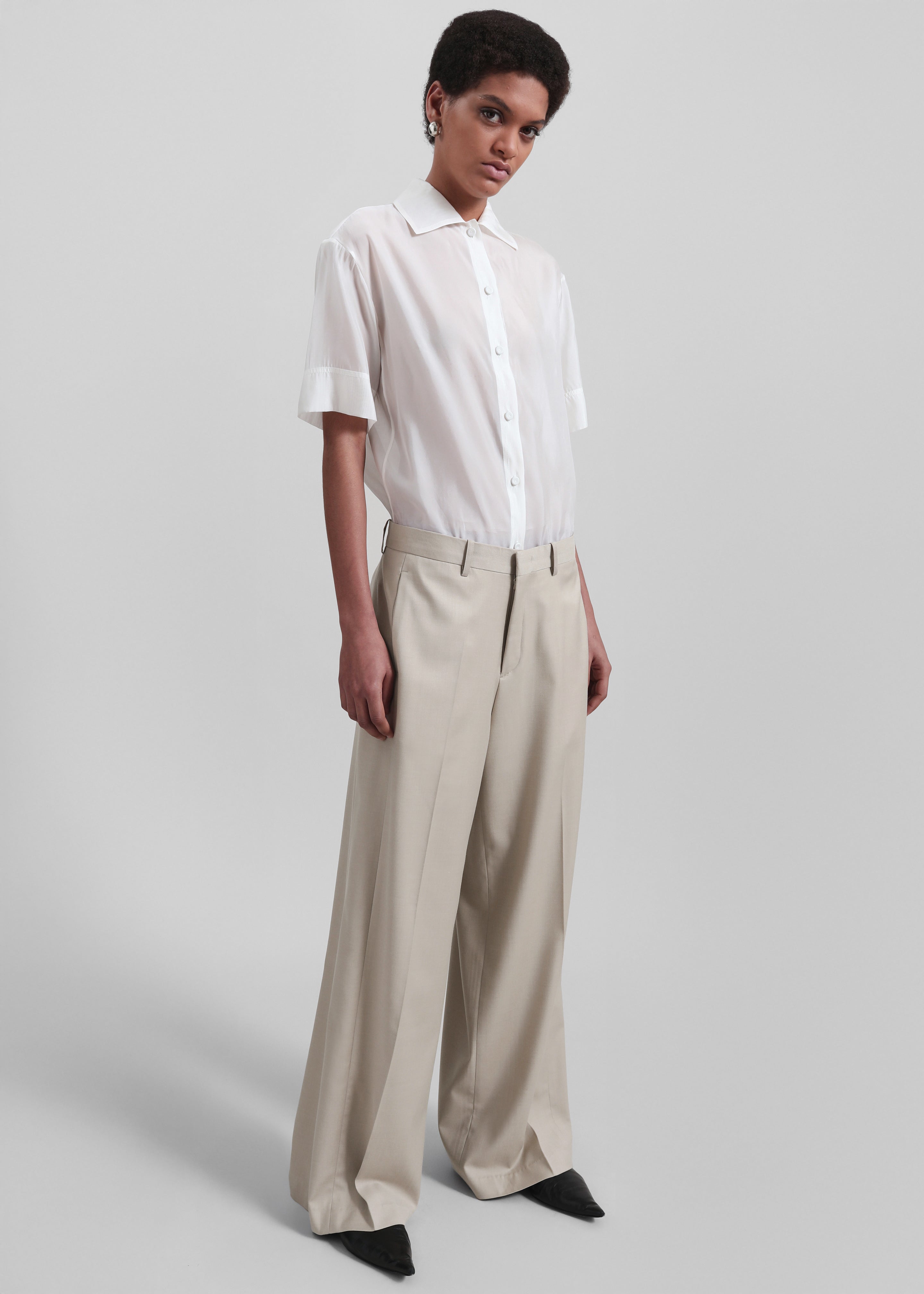 Linate Wide Trousers - Beige - 1