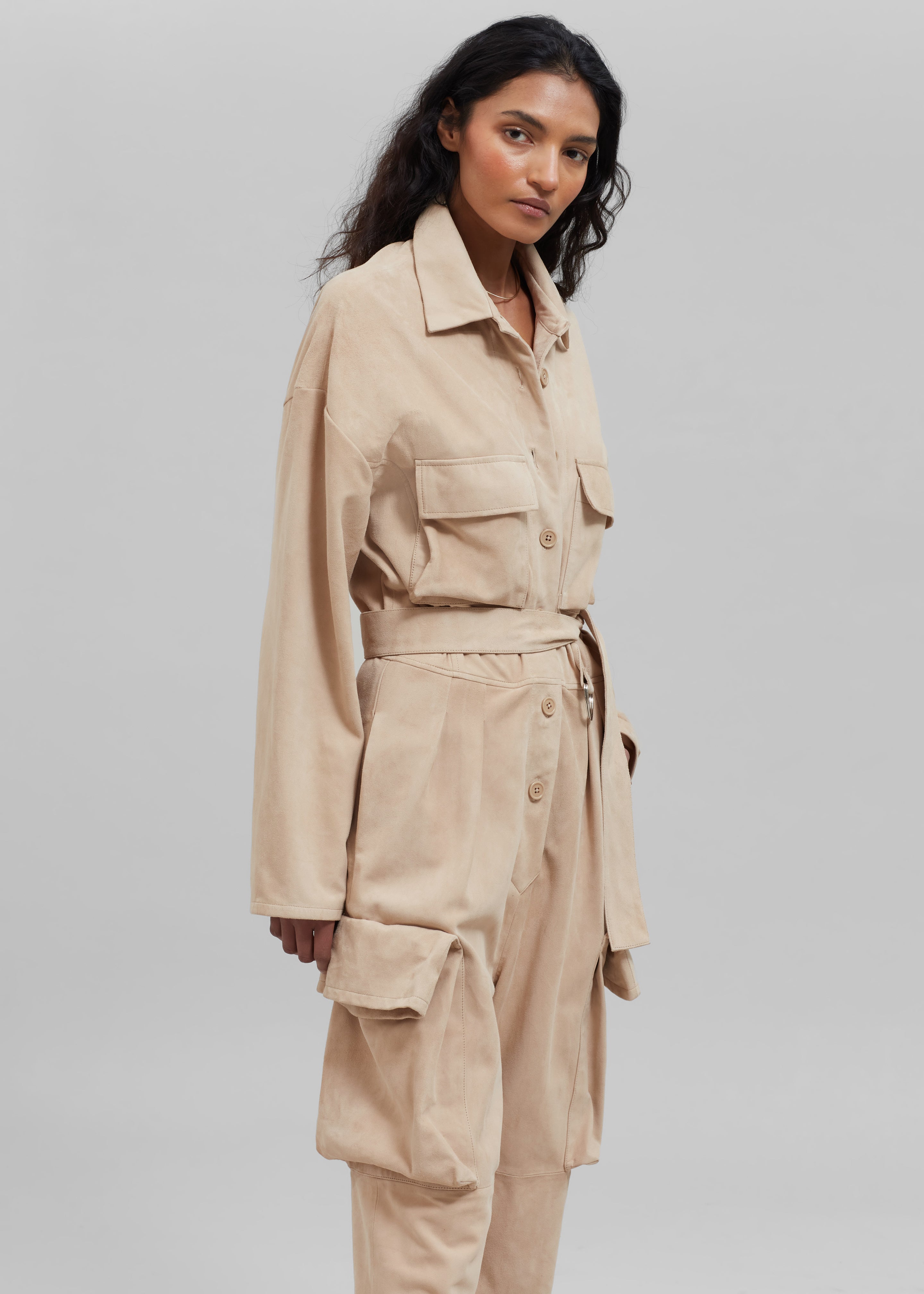 Linda Suede Jumpsuit - Beige – The Frankie Shop