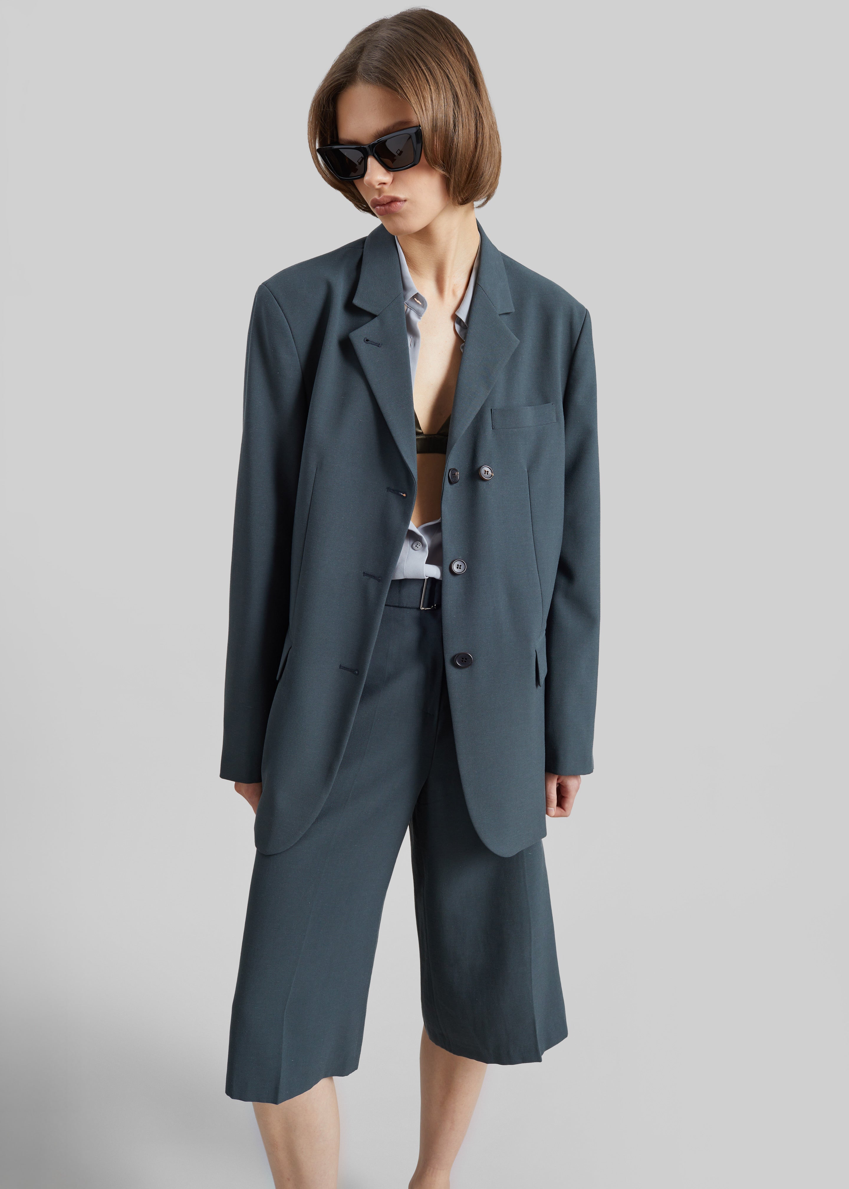 Lioni Oversized Padded Blazer - Deep Teal - 4