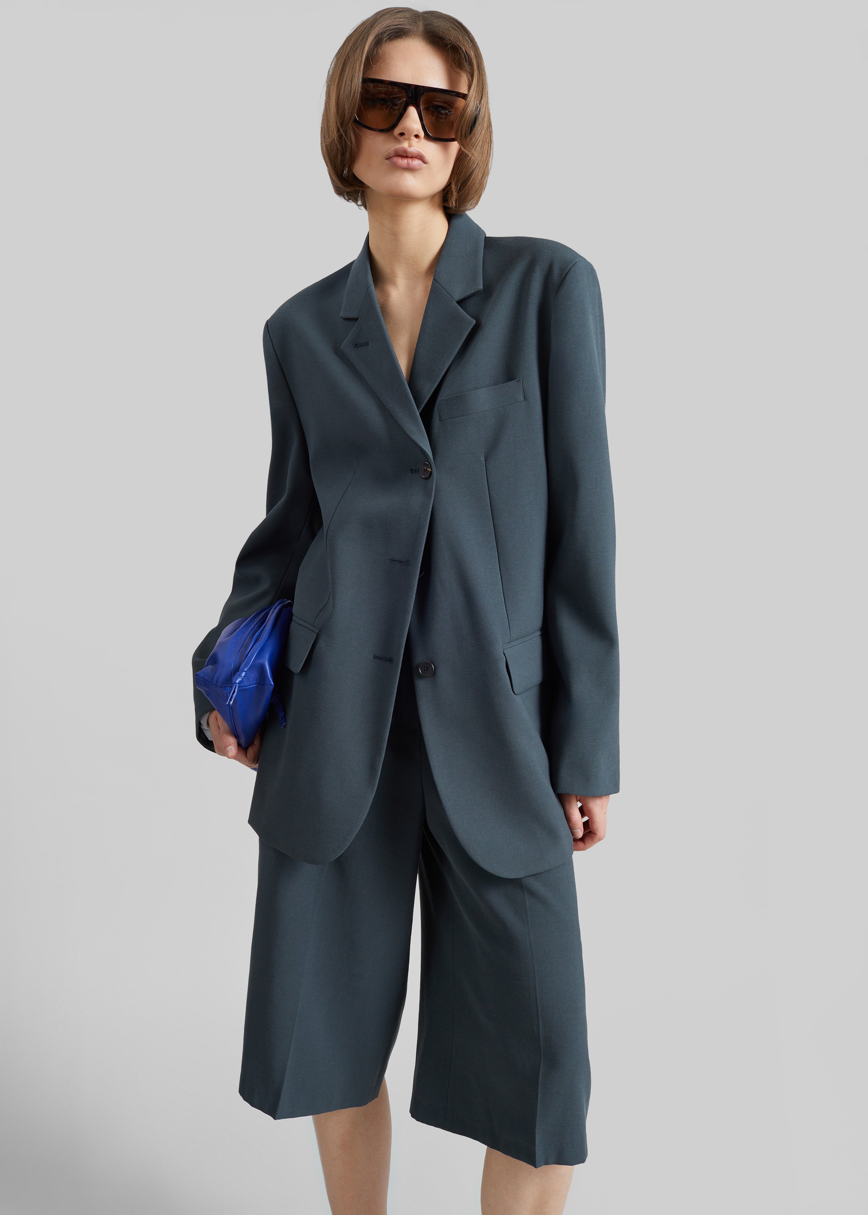 Lioni Oversized Padded Blazer - Deep Teal - 1