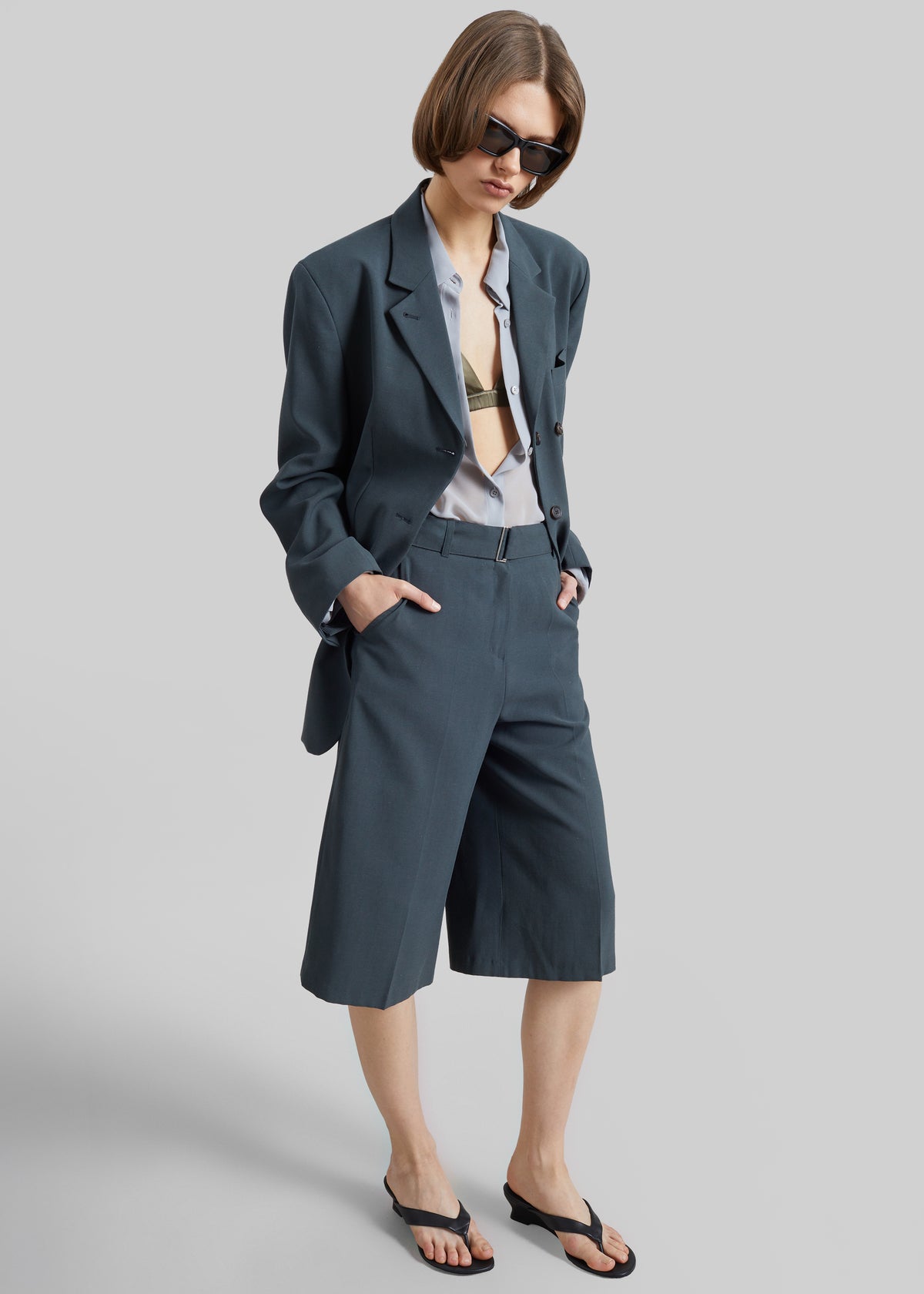 Lioni Tailored Bermuda Shorts - Deep Teal - 5