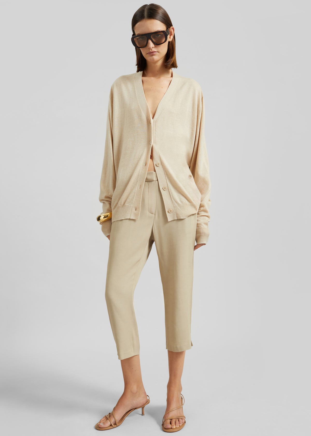 Lior Fluid Capri Pants - Beige - 1