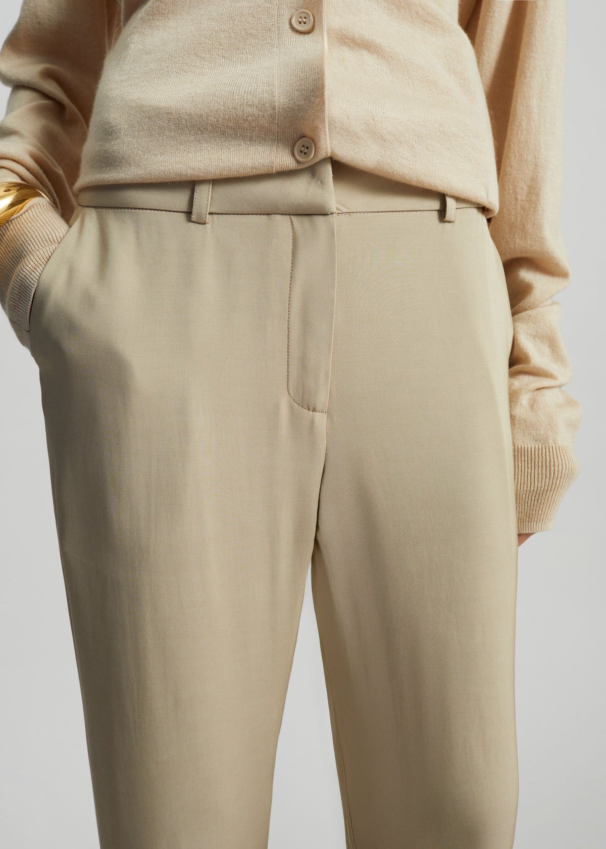 Lior Fluid Capri Pants - Beige - 5