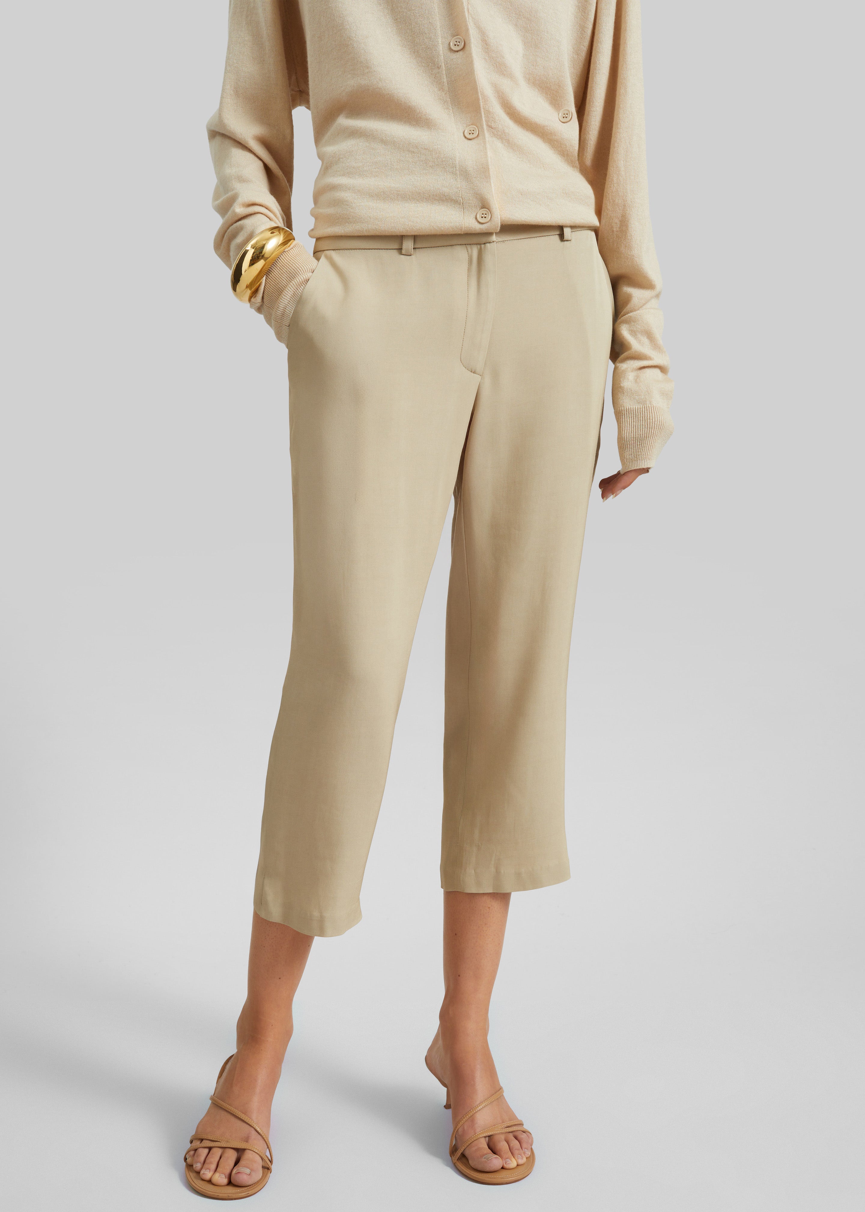Lior Fluid Capri Pants - Beige - 2