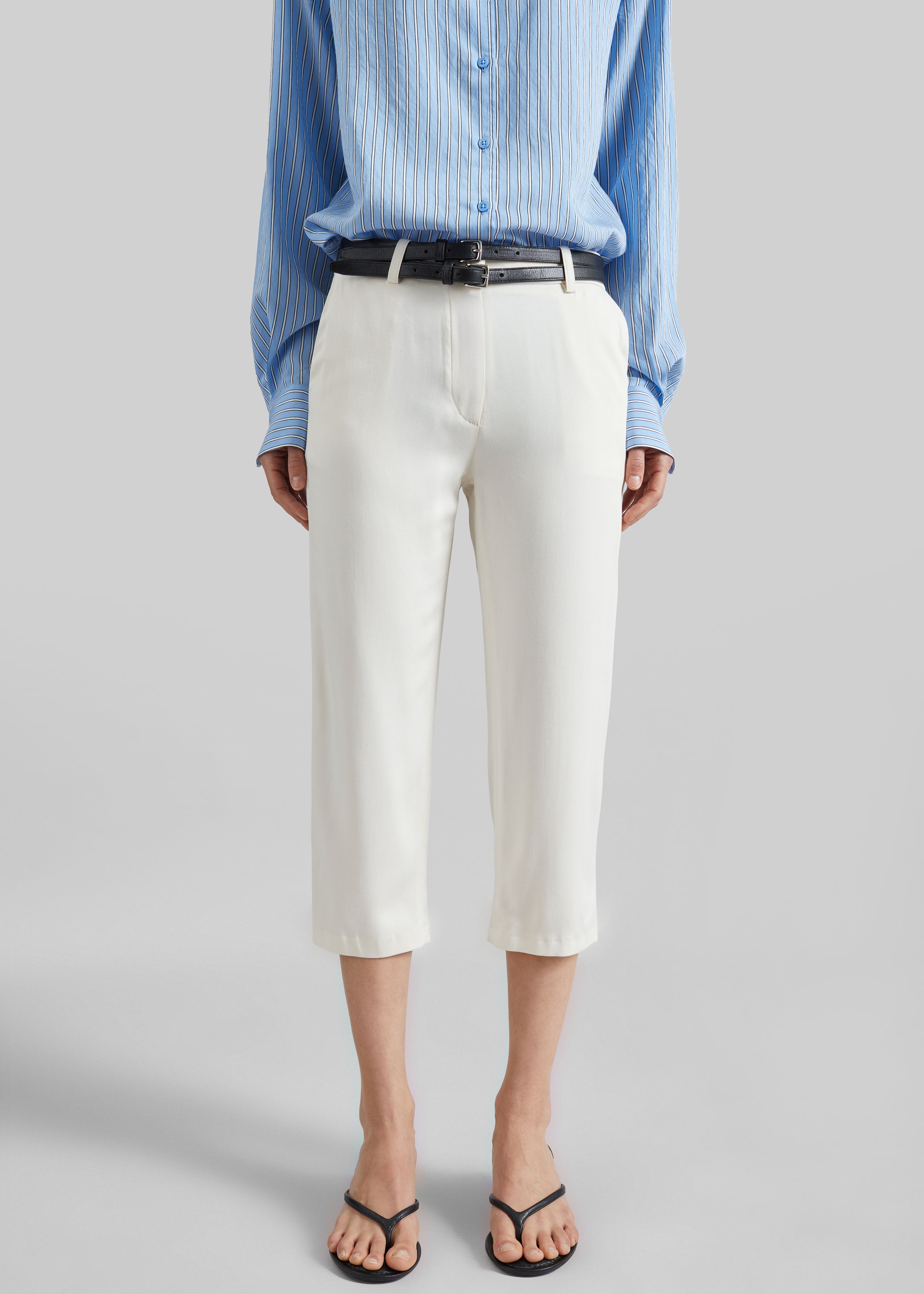 Lior Fluid Capri Pants - Ivory - 5