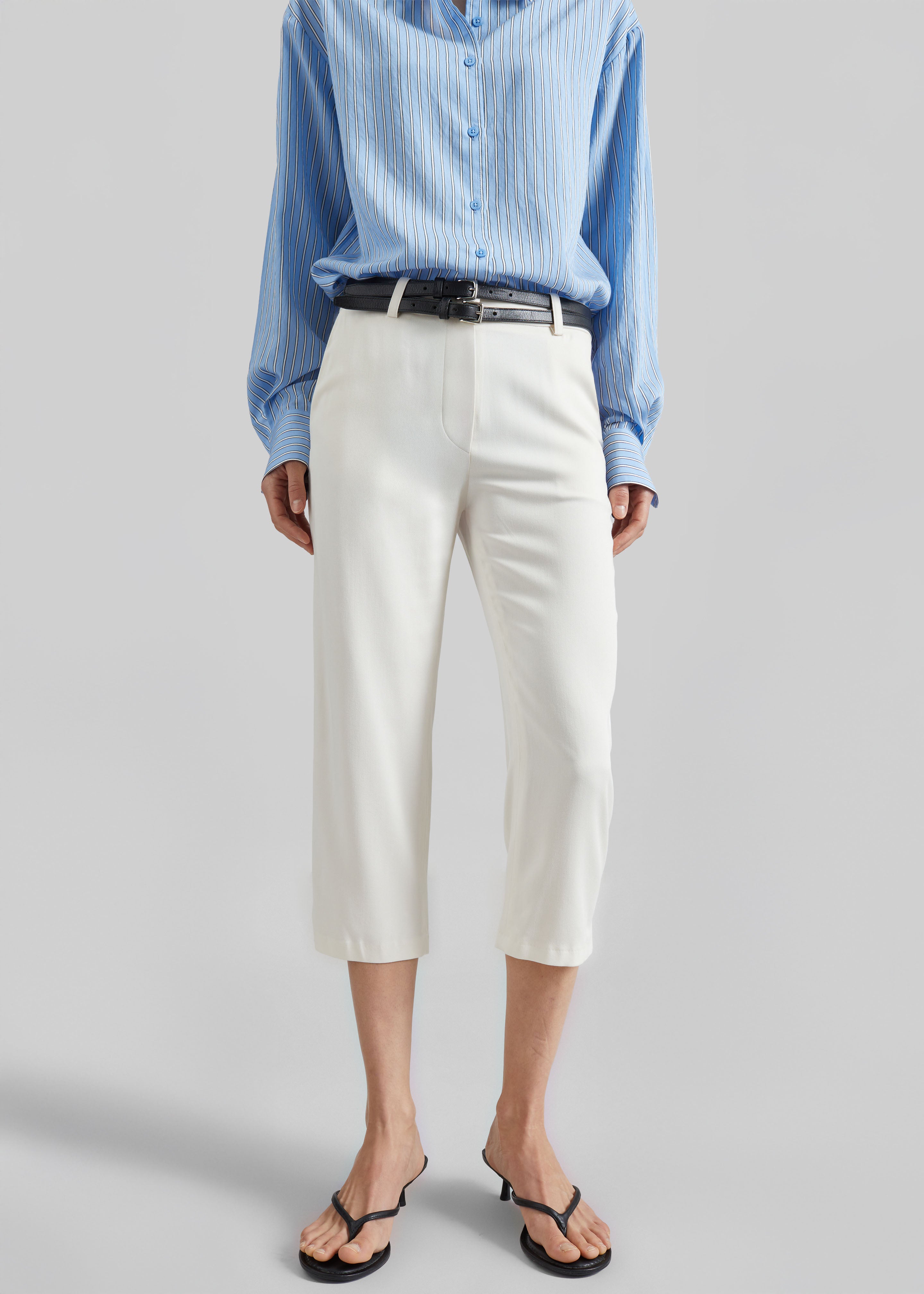 Lior Fluid Capri Pants - Ivory - 2