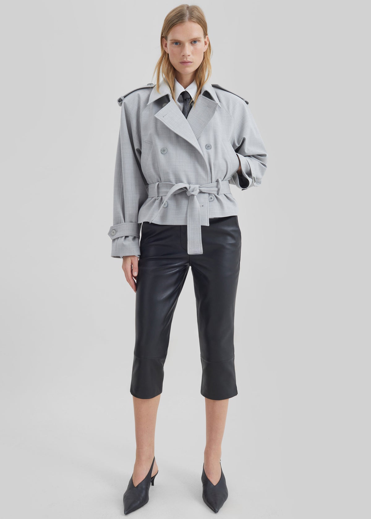 Lior Leather Capri Pants - Black - 7