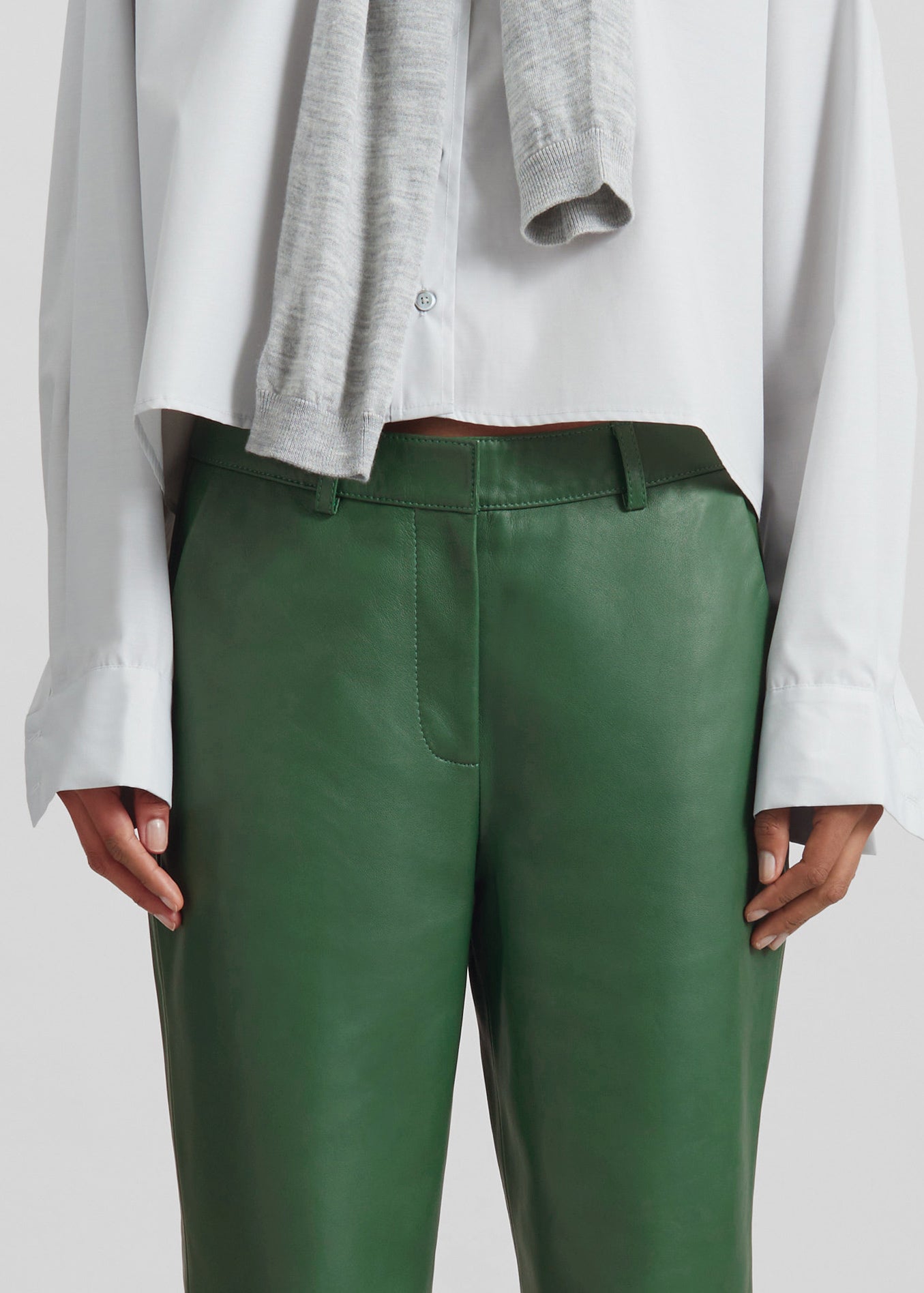 Lior Leather Capri Pants - Emerald - 6