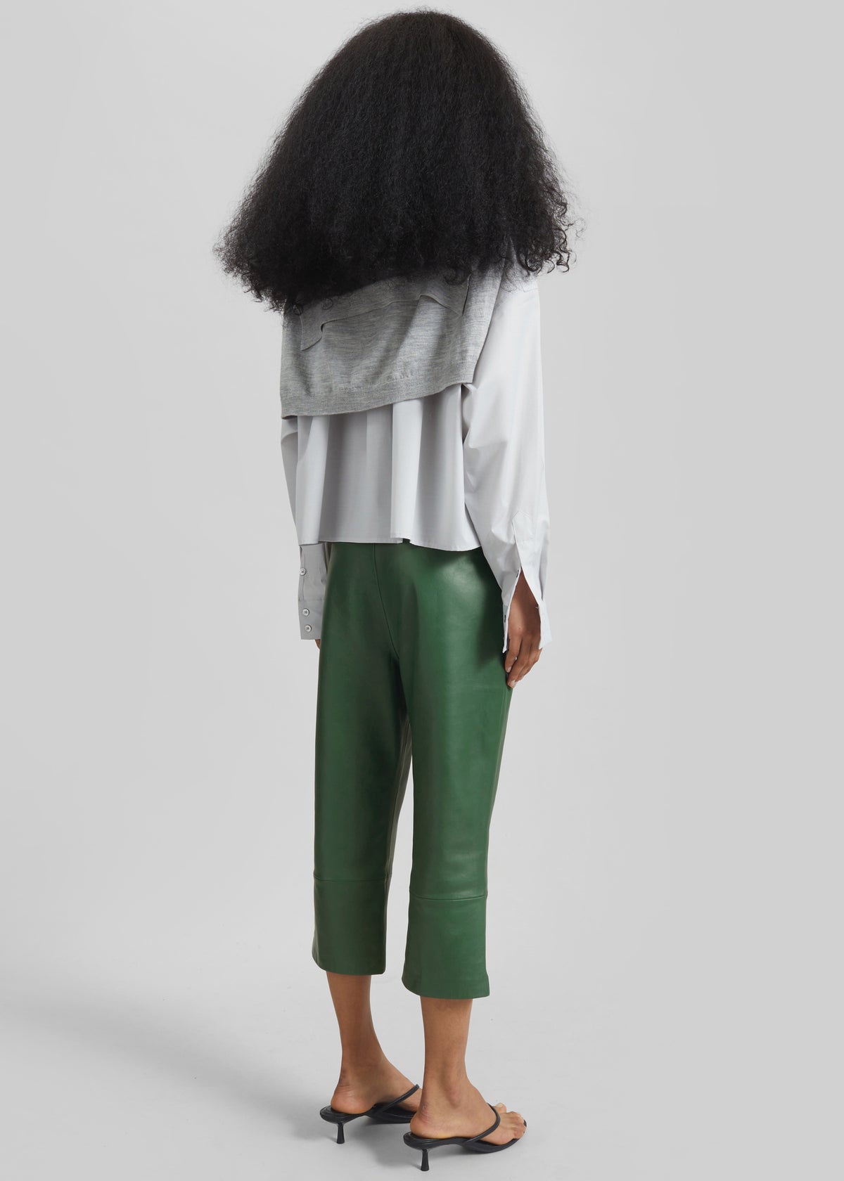 Lior Leather Capri Pants - Emerald - 4