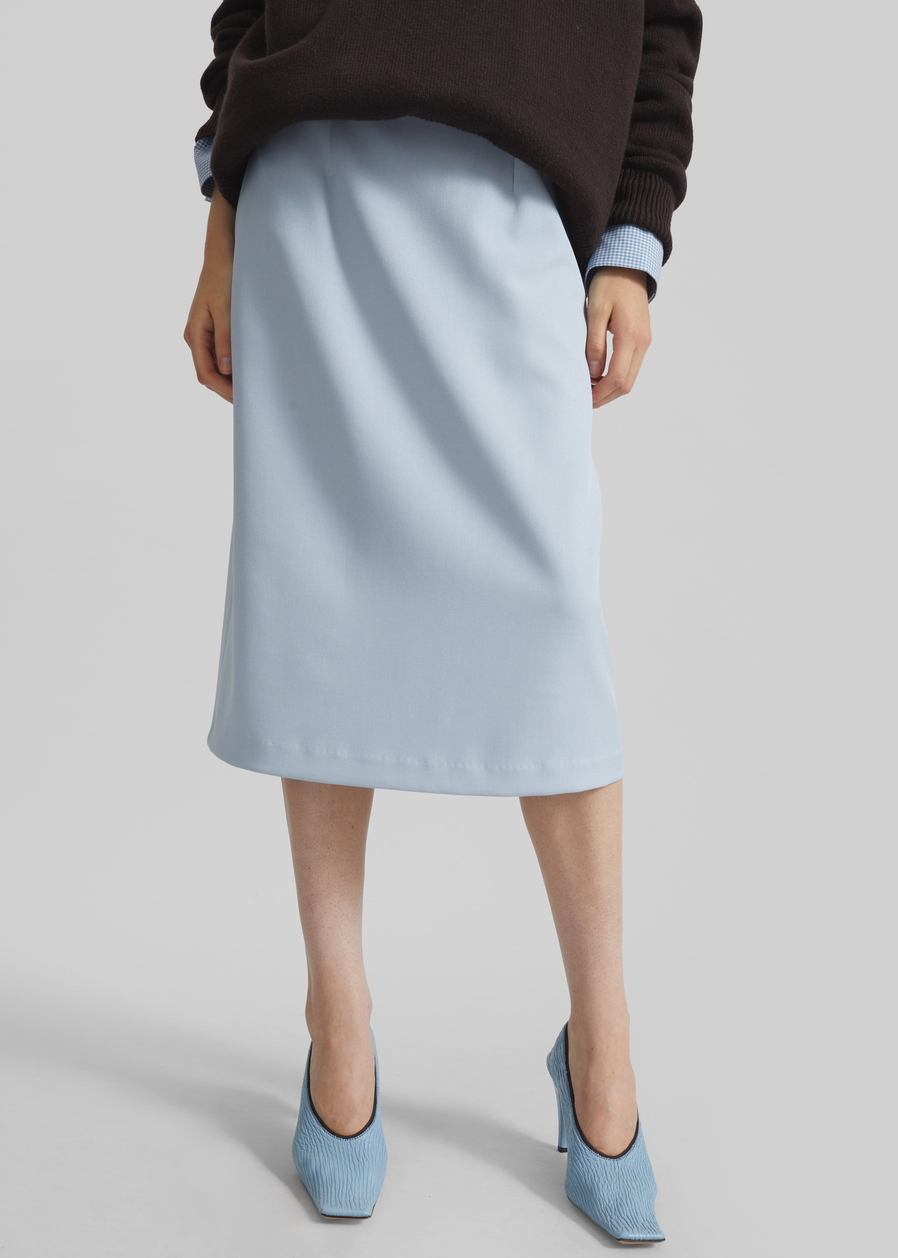 Liora Pencil Skirt - Dusty Blue - 3