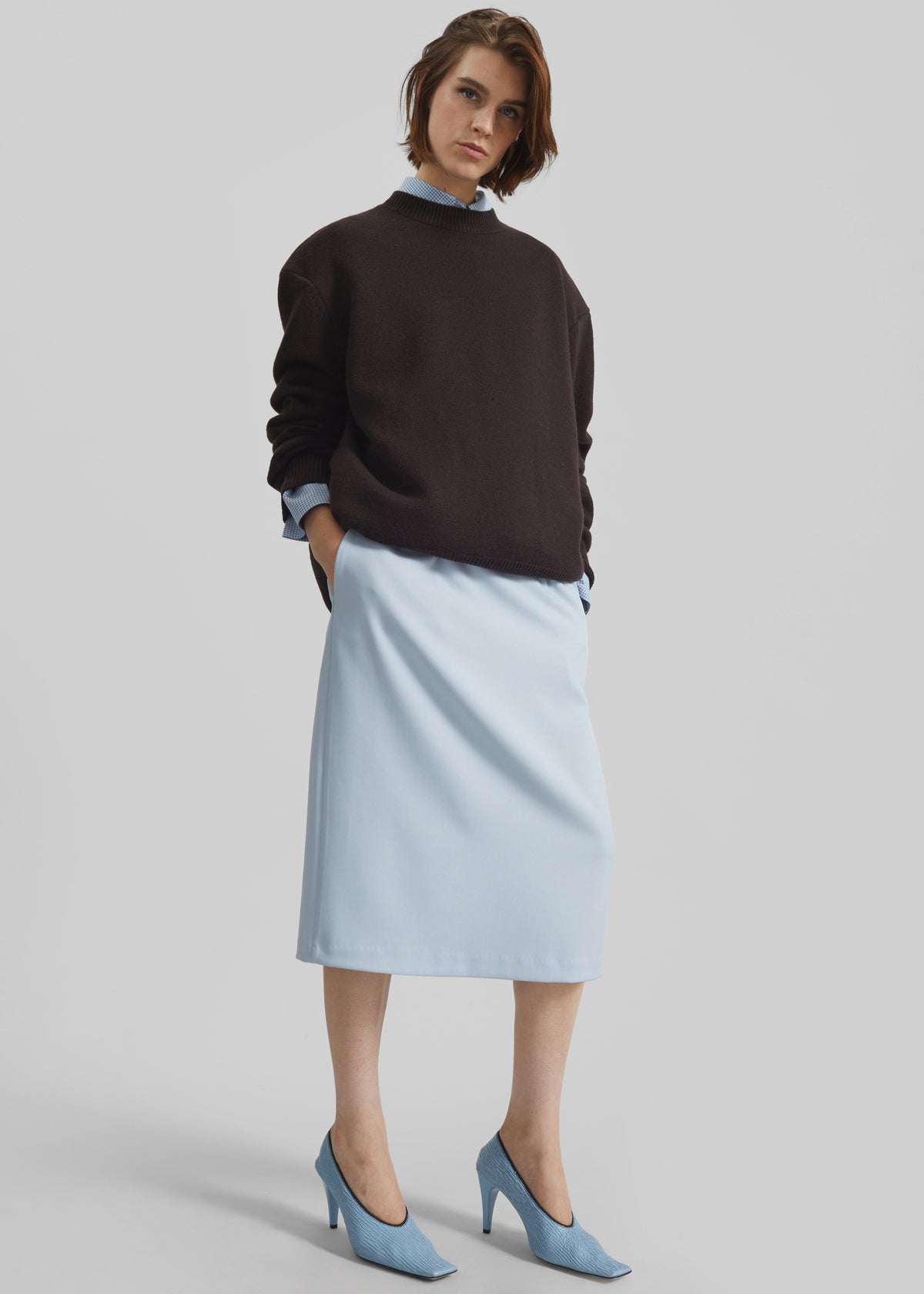 Liora Pencil Skirt - Dusty Blue - 6