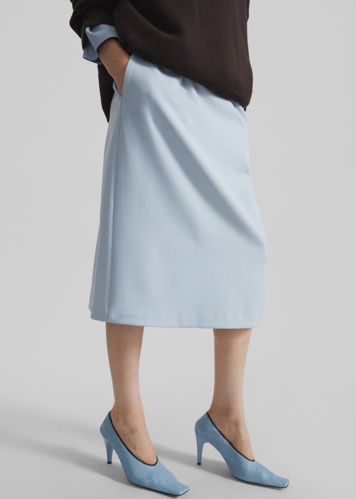 Liora Pencil Skirt - Dusty Blue - 2