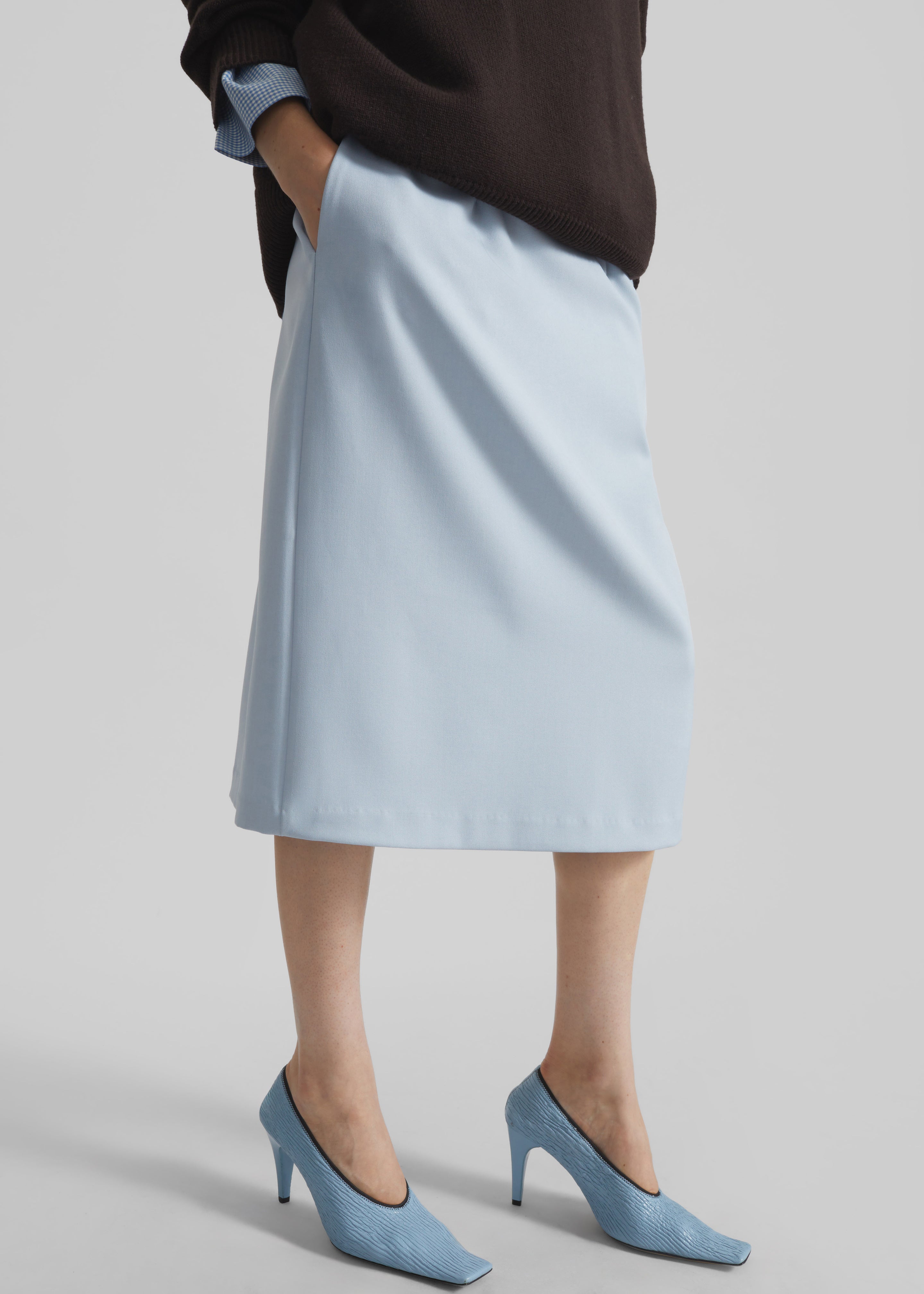 Liora Pencil Skirt - Dusty Blue - 2