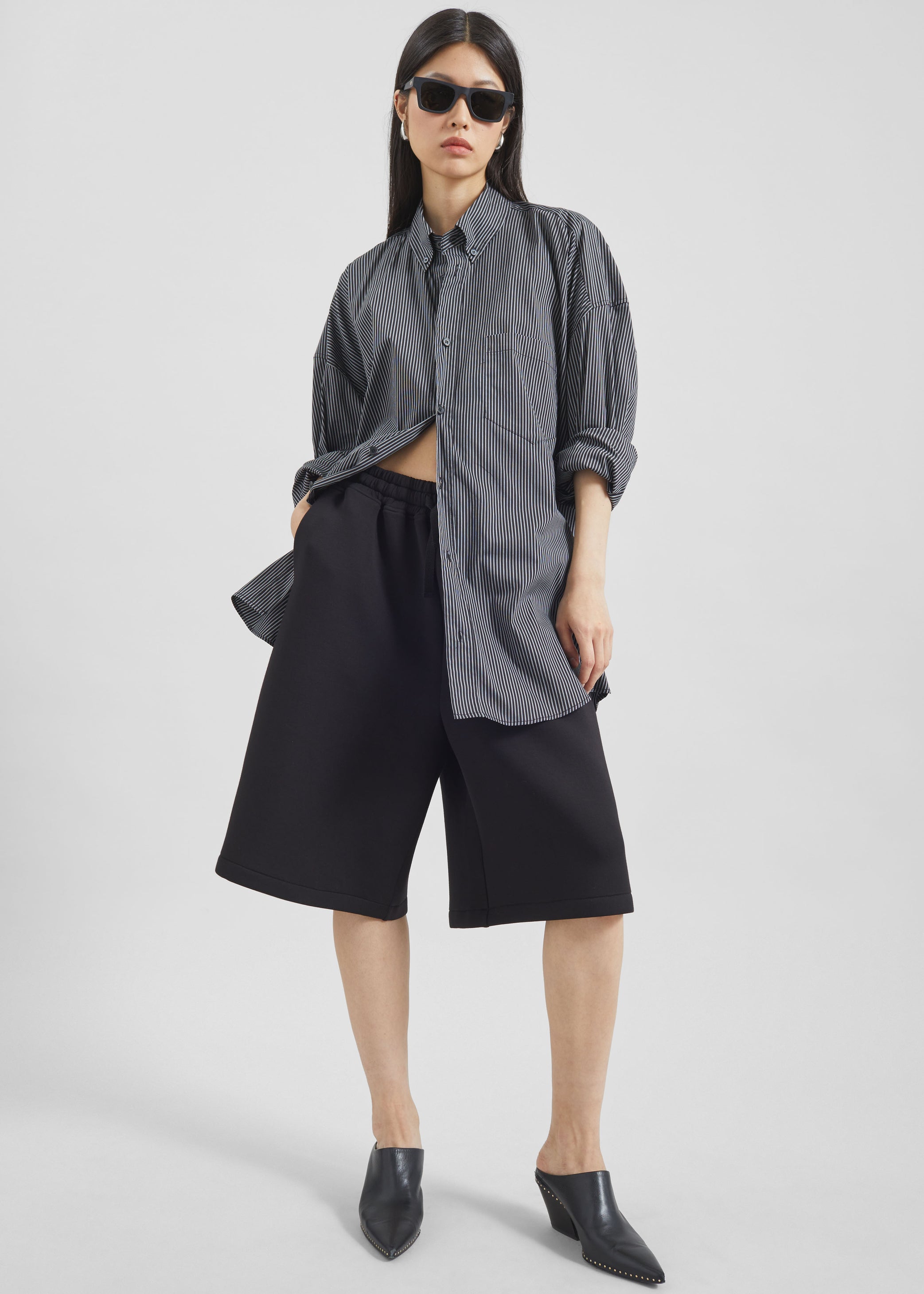 Shop the look image for Lioris Oversized Shirt - Black/White Stripe