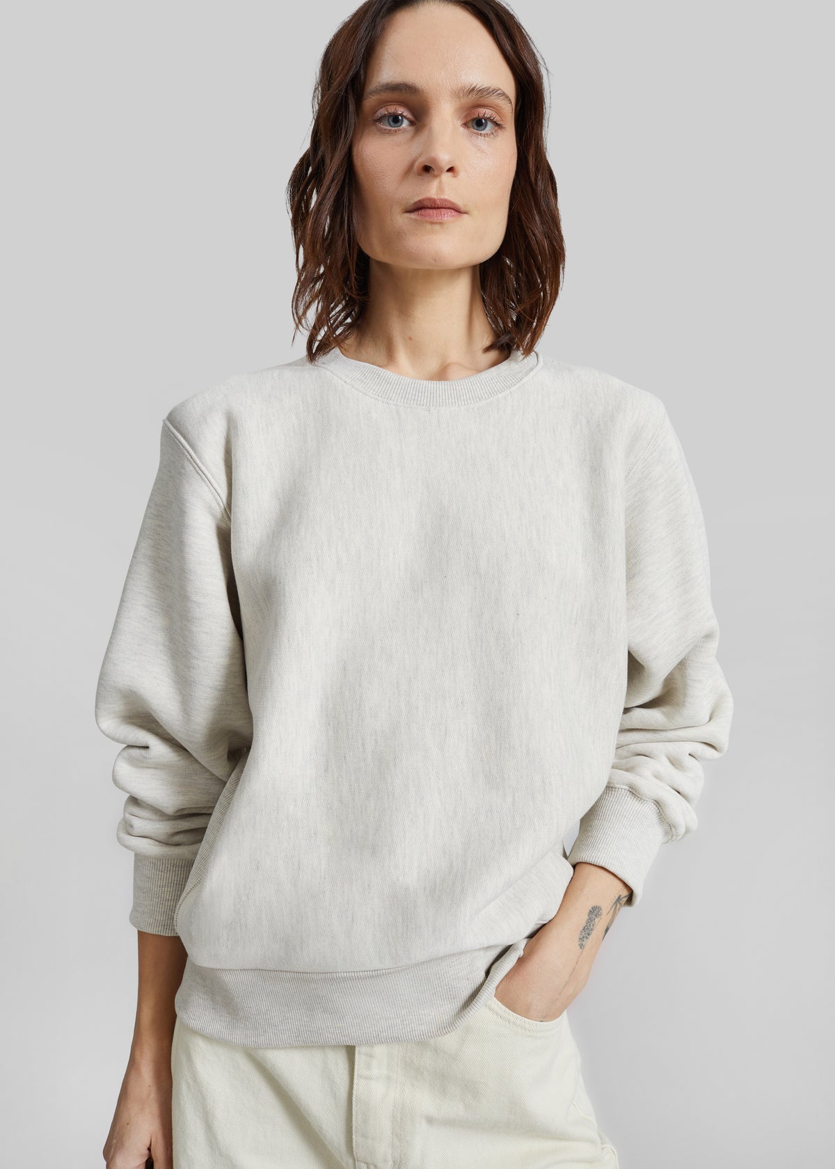 Lisa Paneled Sweatshirt - Light Grey Melange