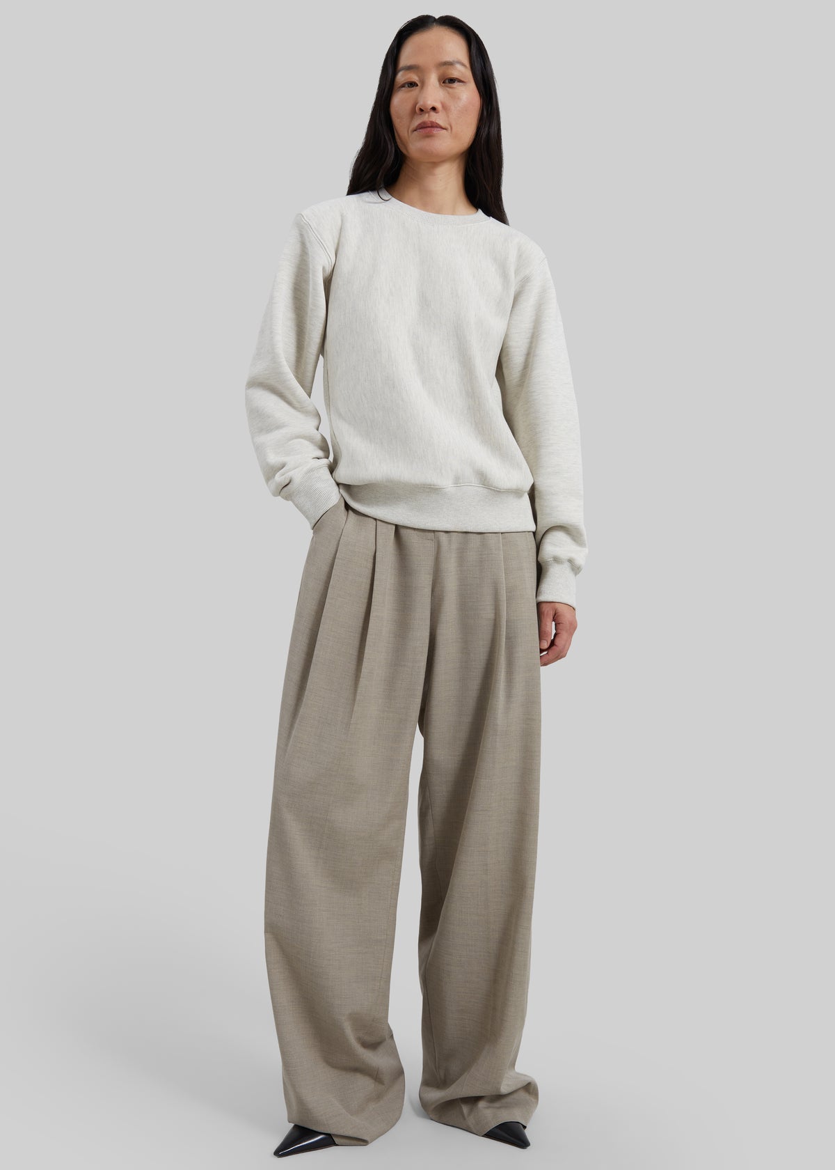 Lisa Paneled Sweatshirt - Light Grey Melange