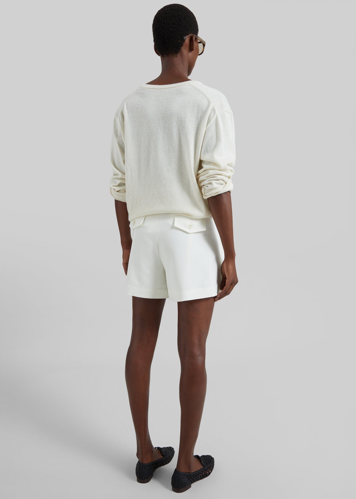 Lisboa Pleated Mini Shorts - Ivory - 9
