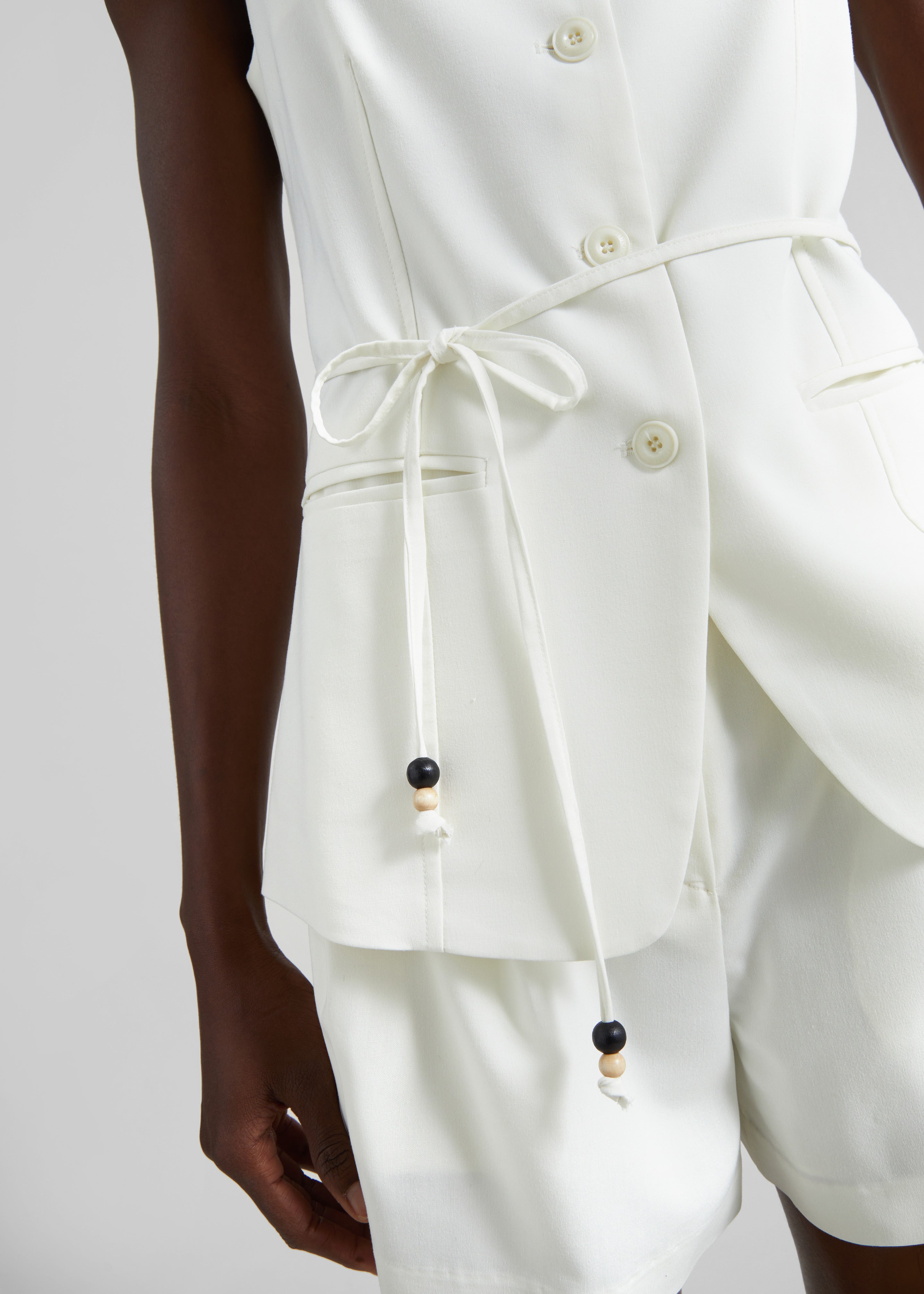 Lisboa Tie Vest - Ivory - 5