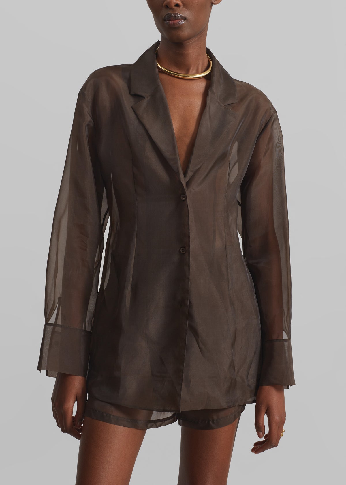 Lise Sheer Blazer - Brown - 5