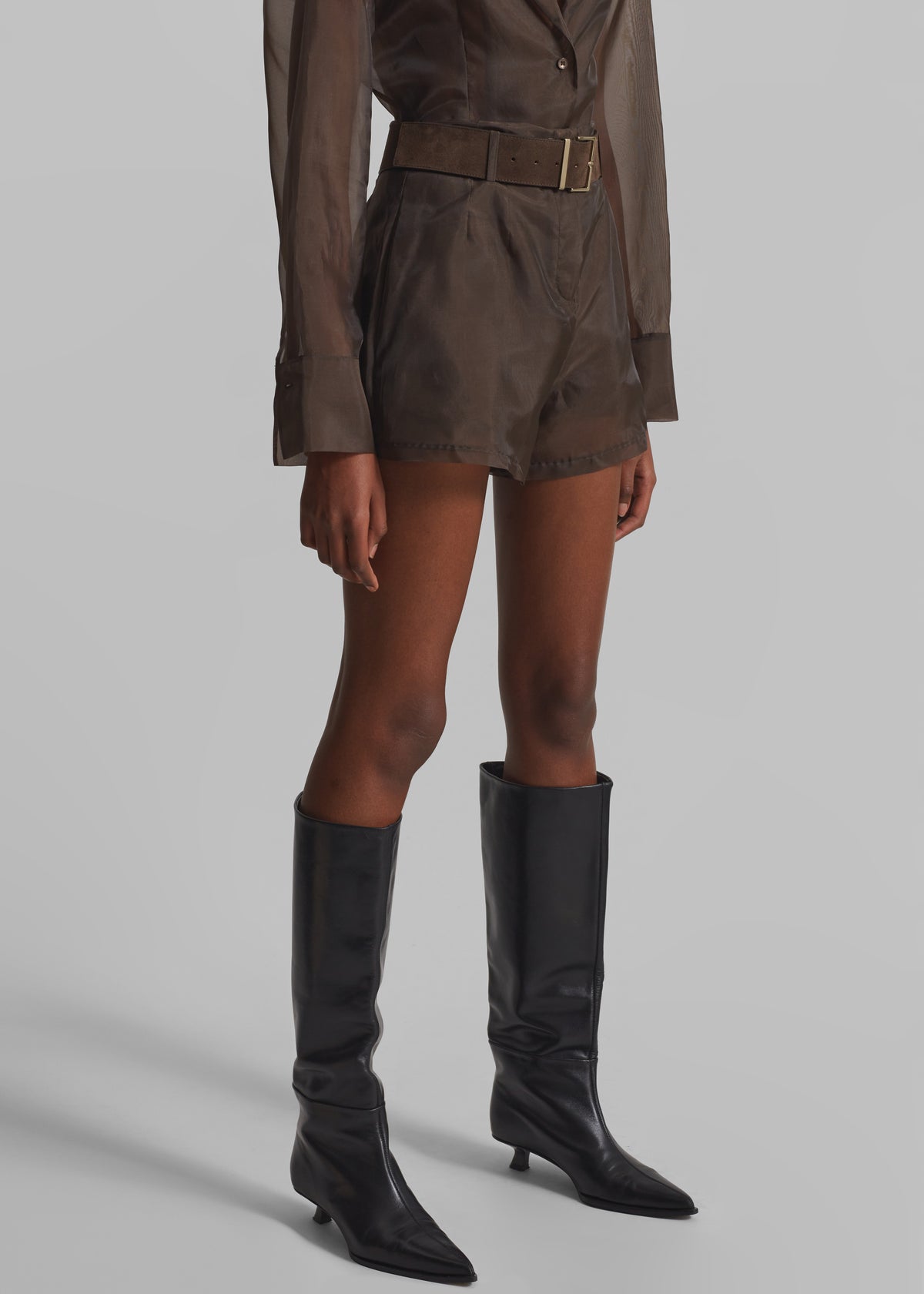 Lise Sheer Shorts - Brown - 5