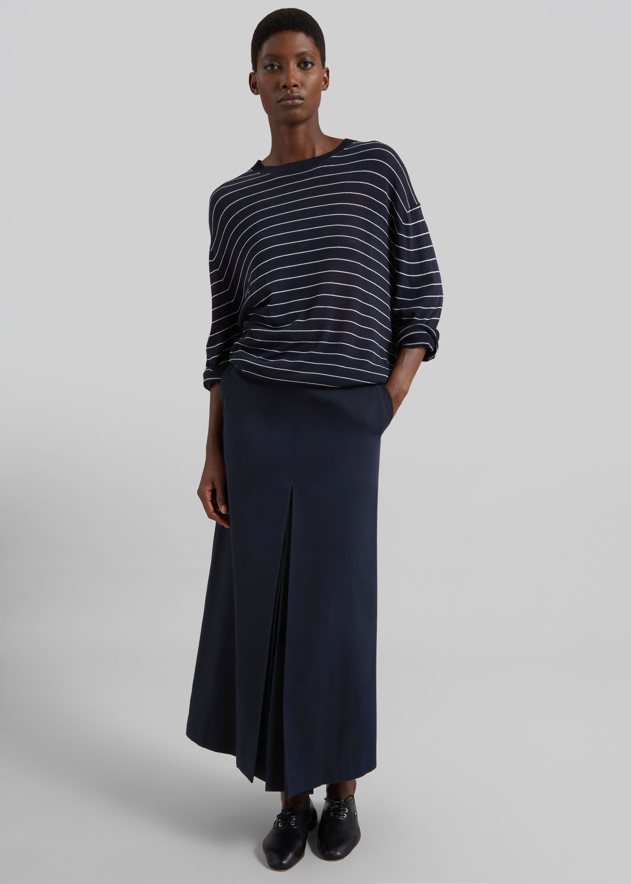 Shop the look image for Lisle Front Slit Pencil Skirt - Navy