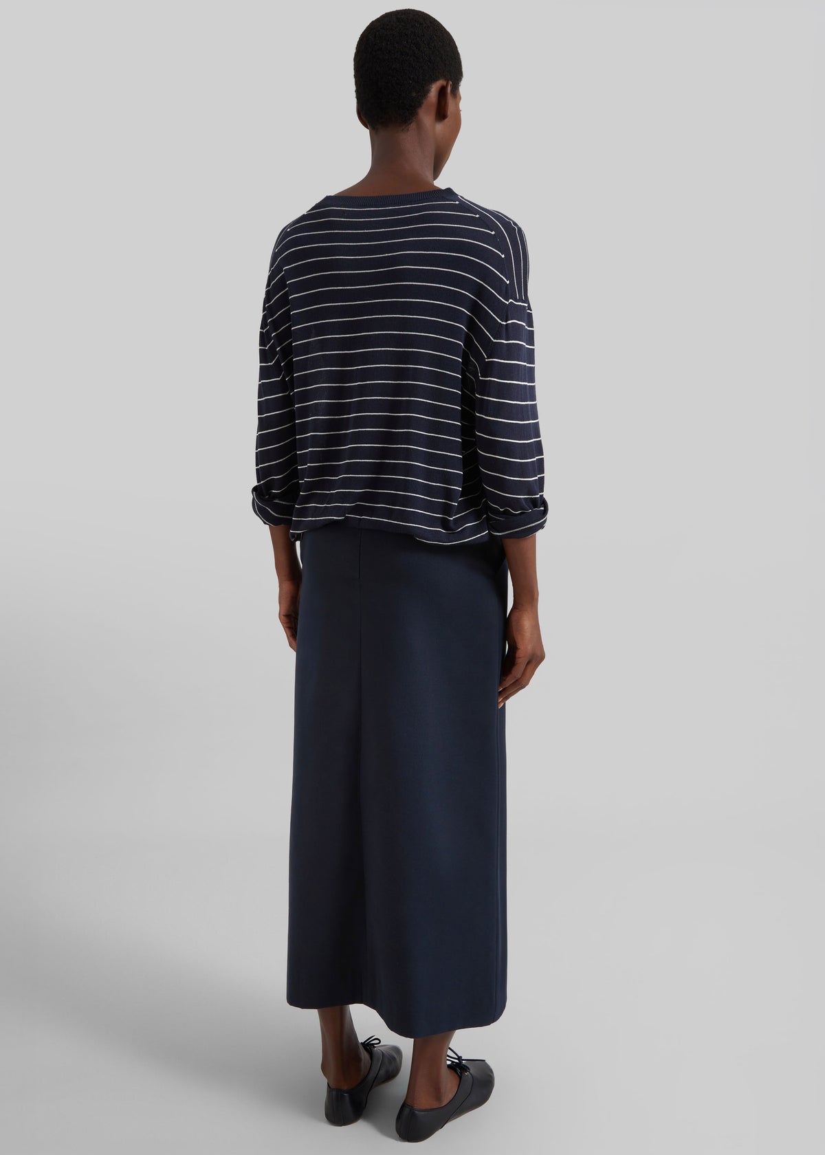 Lisle Front Slit Pencil Skirt - Navy - 7