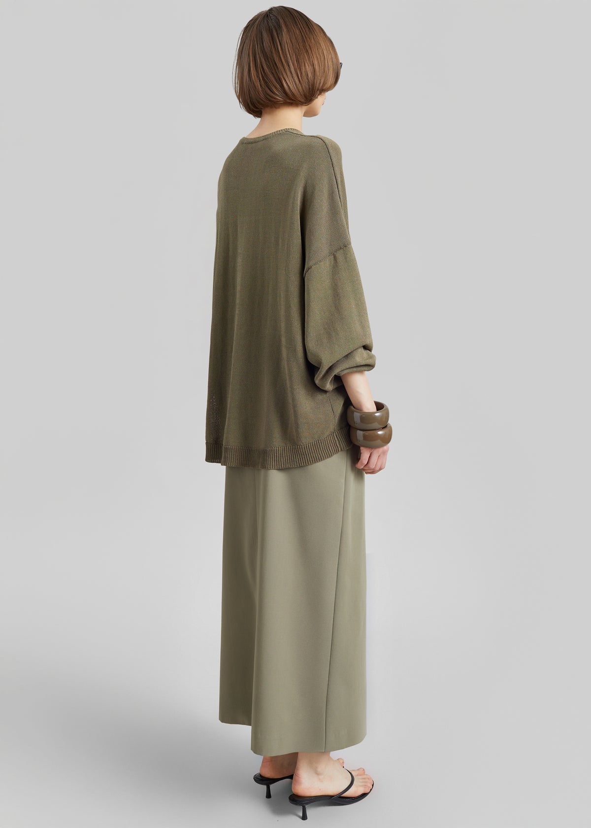 Lisle Front Slit Pencil Skirt - Pale Olive - 7
