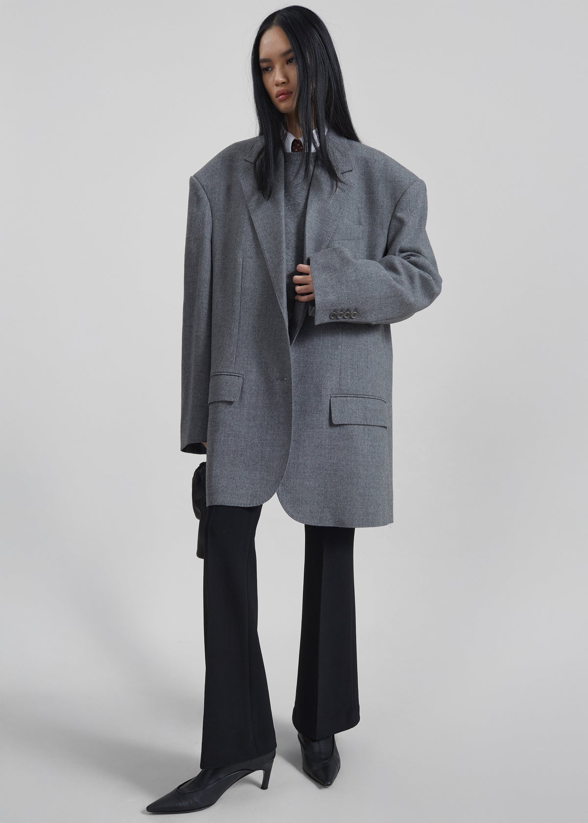 Lismore Wool Oversized Blazer - Grey - 7