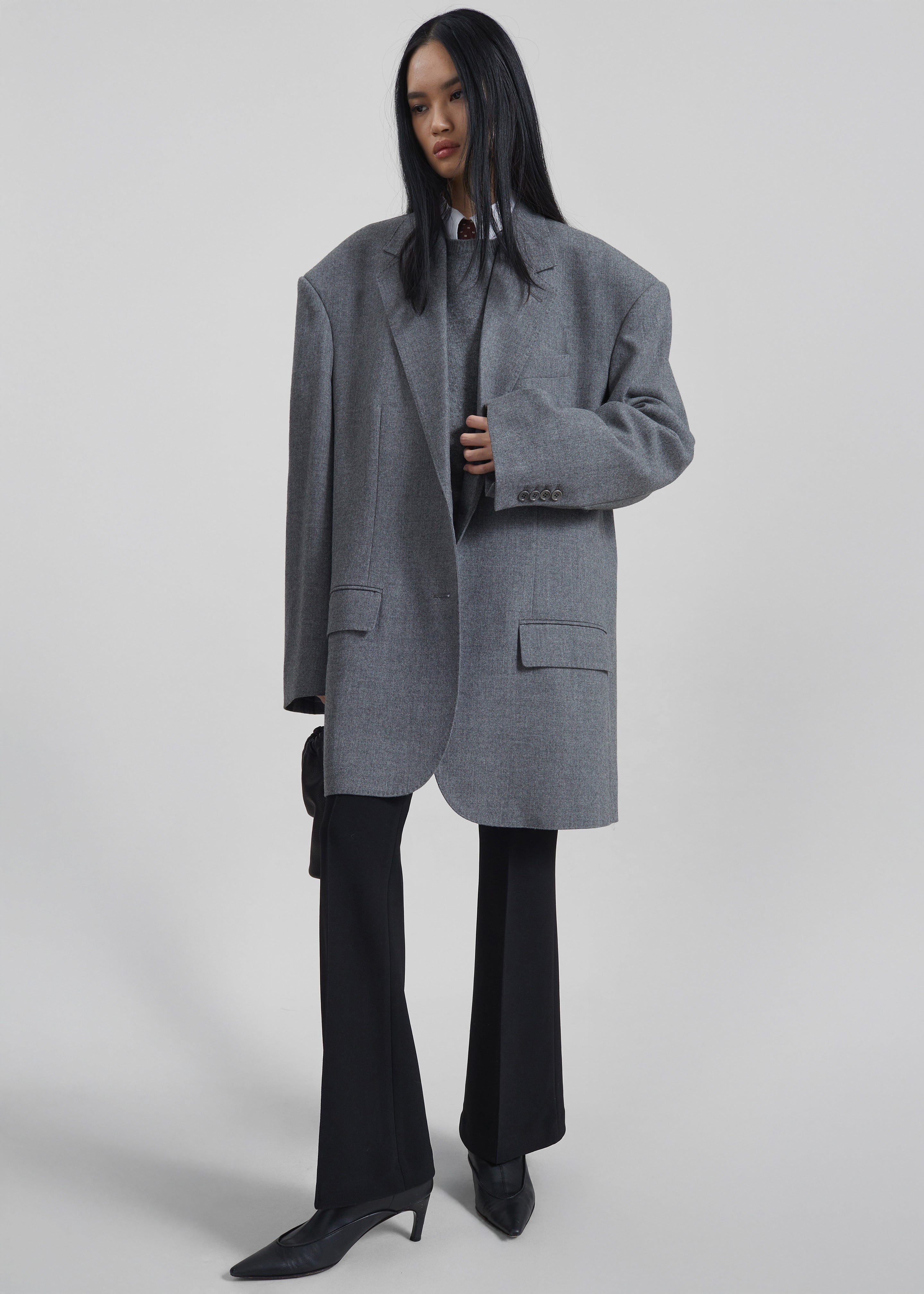 Lismore Wool Oversized Blazer - Grey - 7