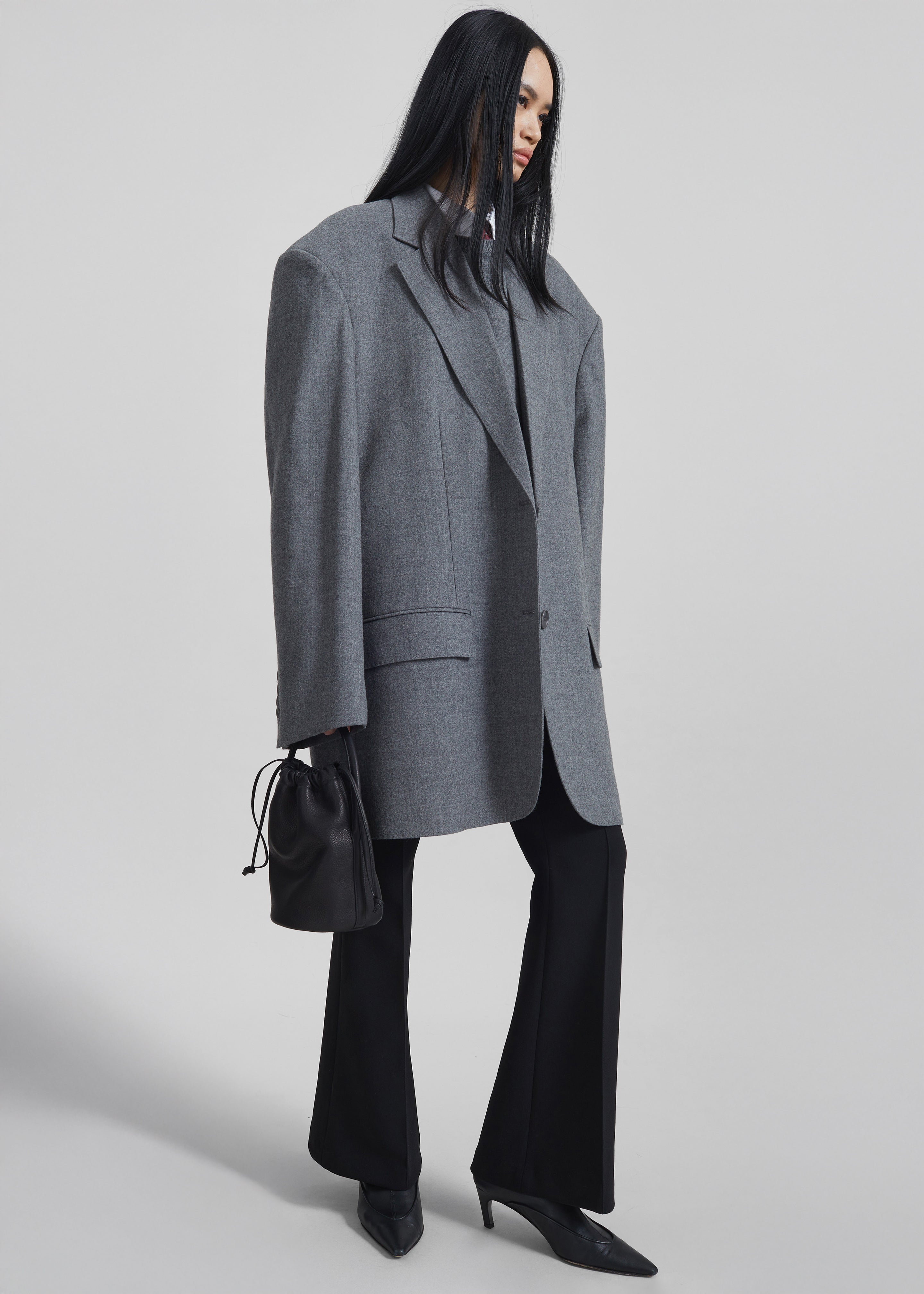 Lismore Wool Oversized Blazer - Grey - 8