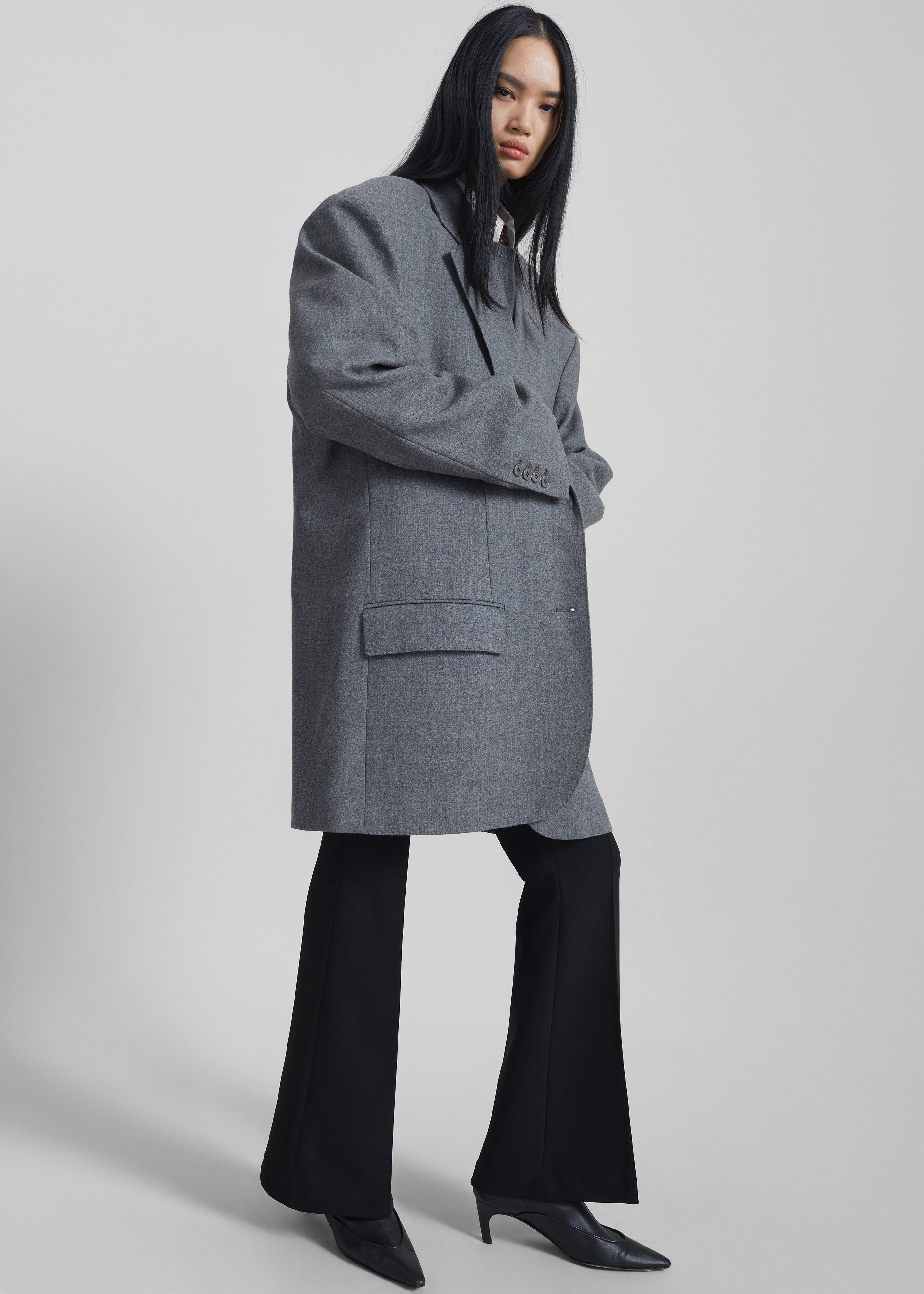 Lismore Wool Oversized Blazer - Grey - 5