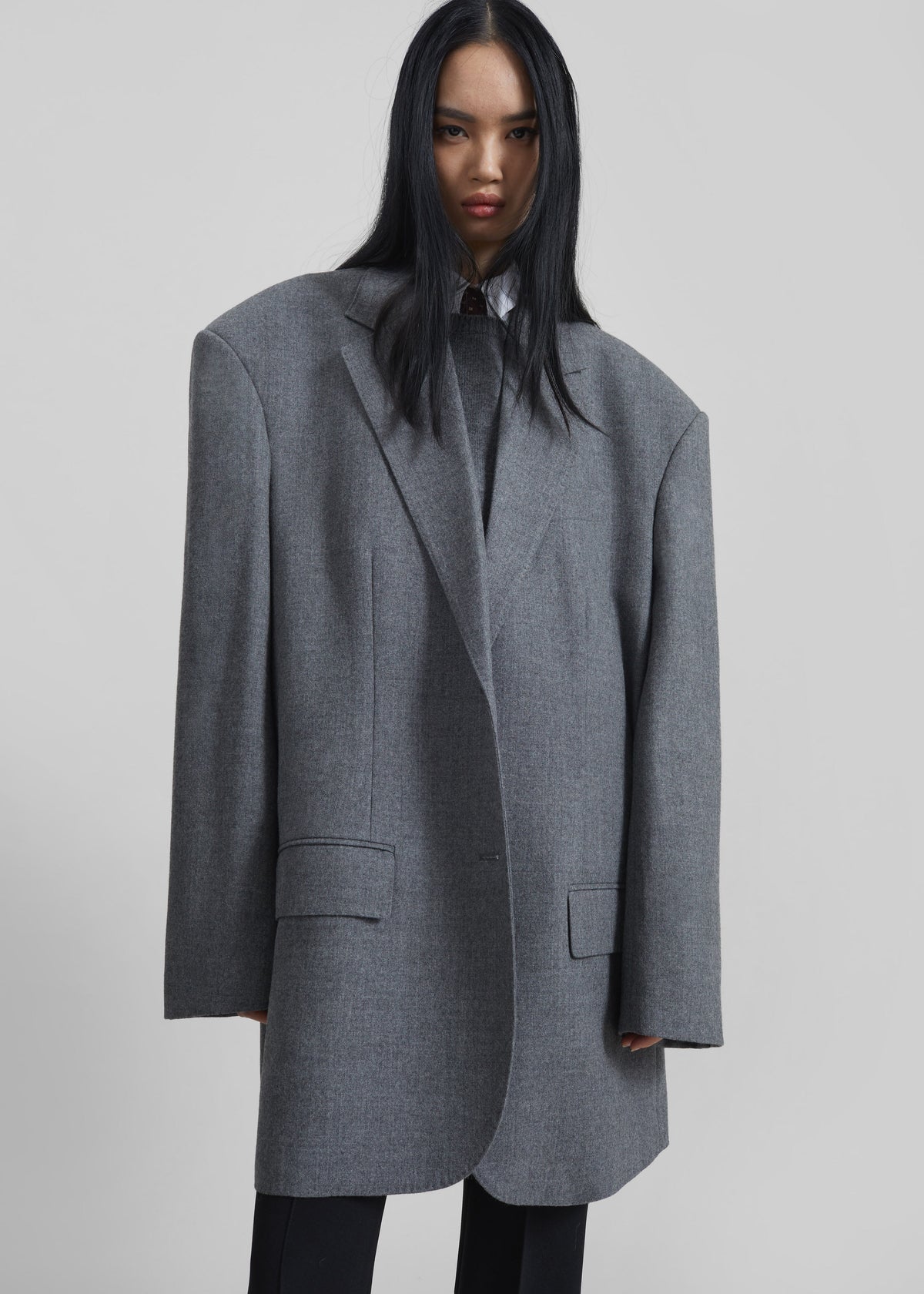 Lismore Wool Oversized Blazer - Grey - 6