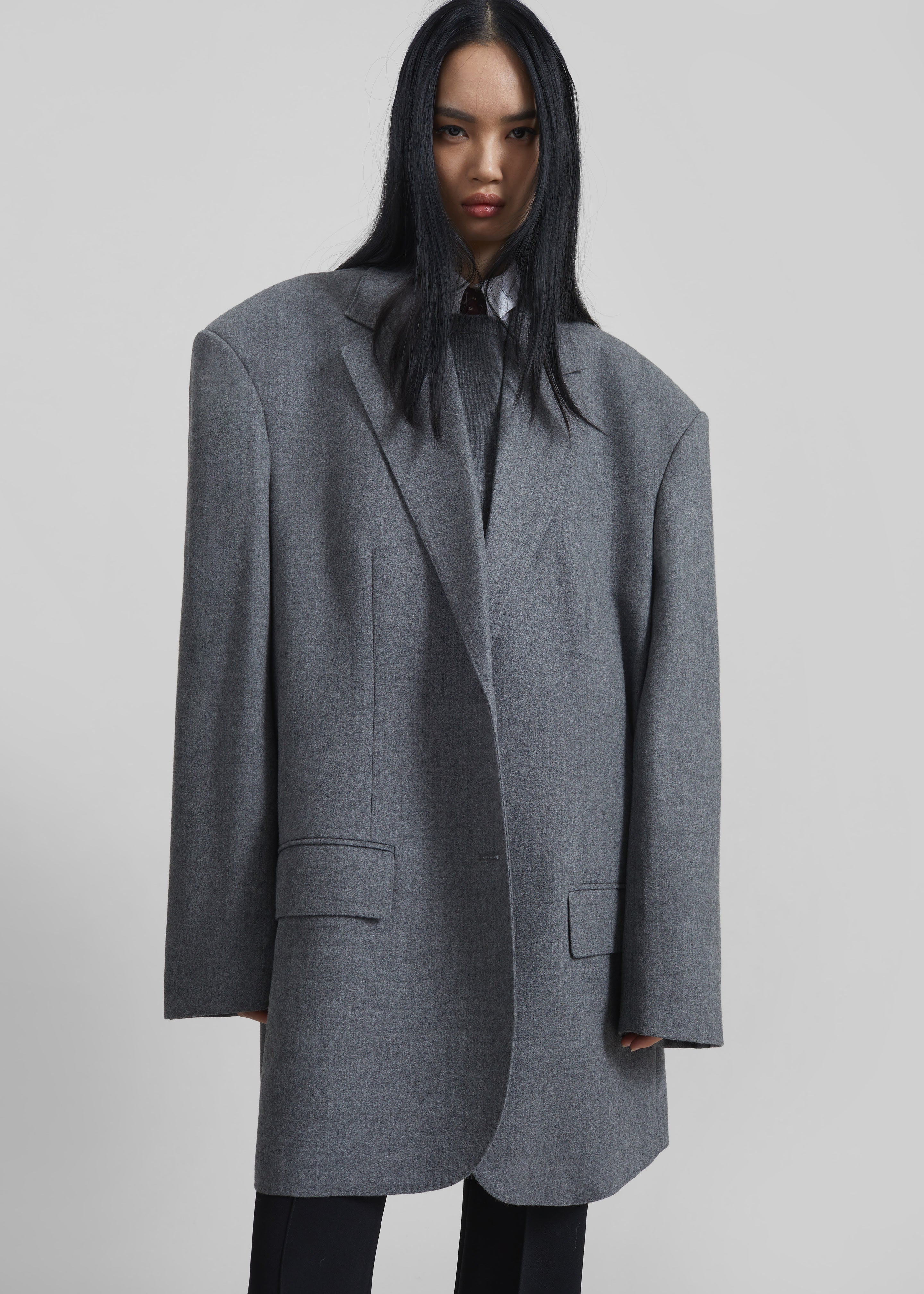 Lismore Wool Oversized Blazer - Grey - 6