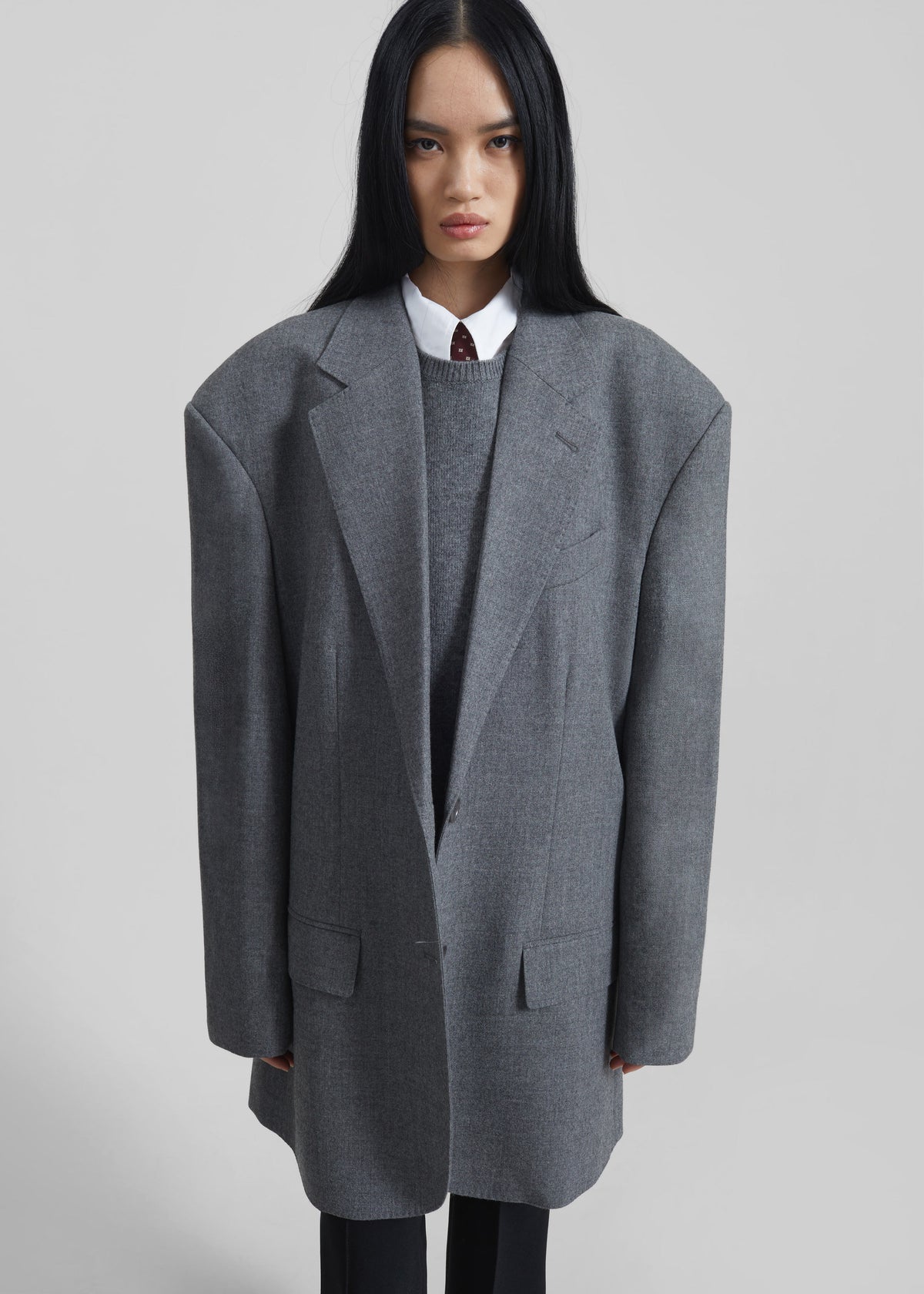 Lismore Wool Oversized Blazer - Grey - 3