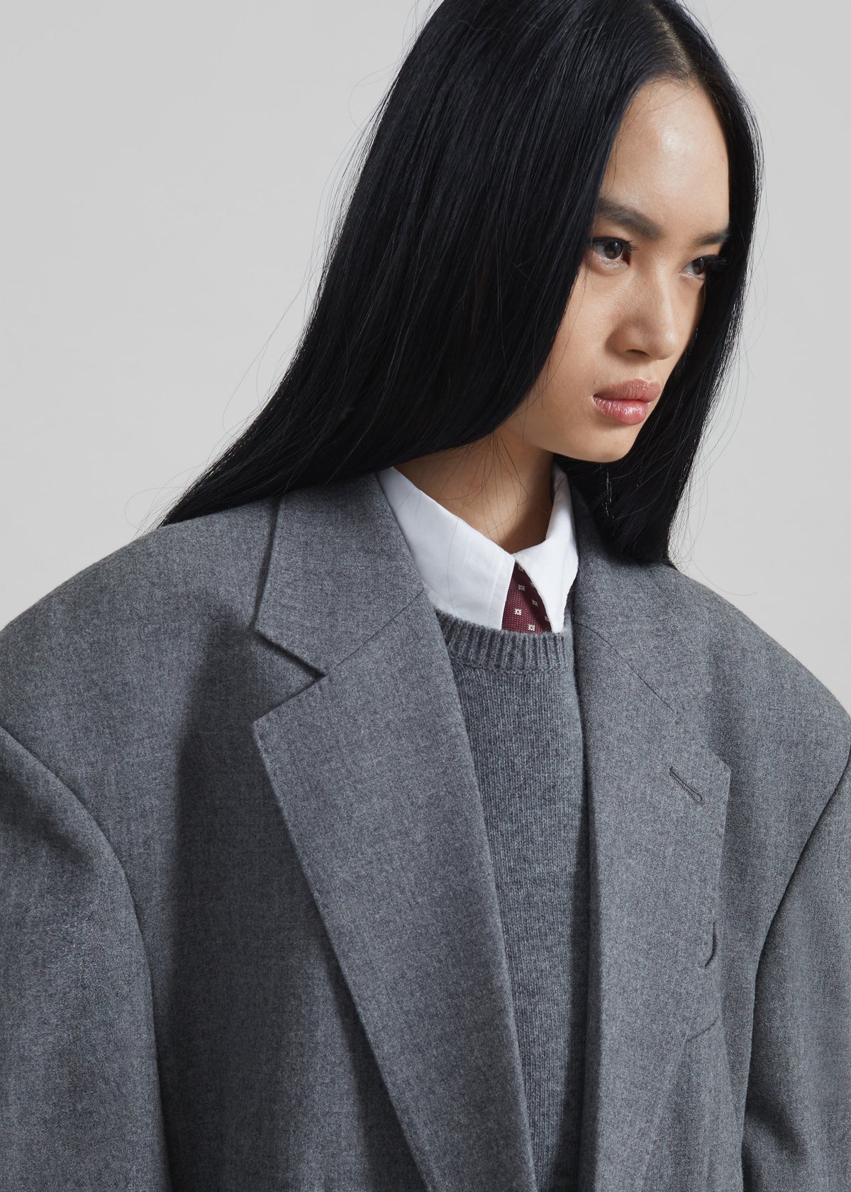 Lismore Wool Oversized Blazer - Grey - 4