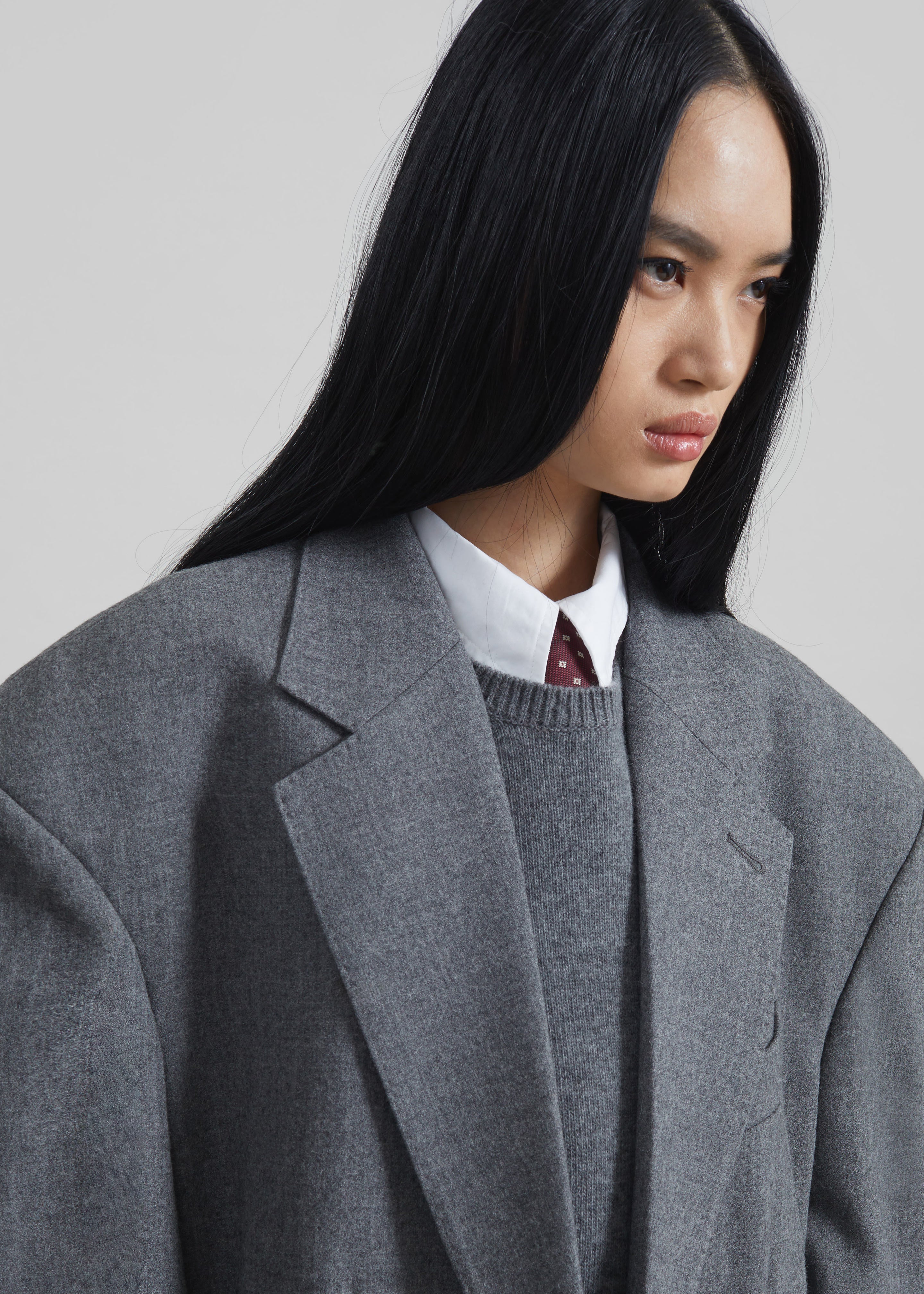 Lismore Wool Oversized Blazer - Grey - 4