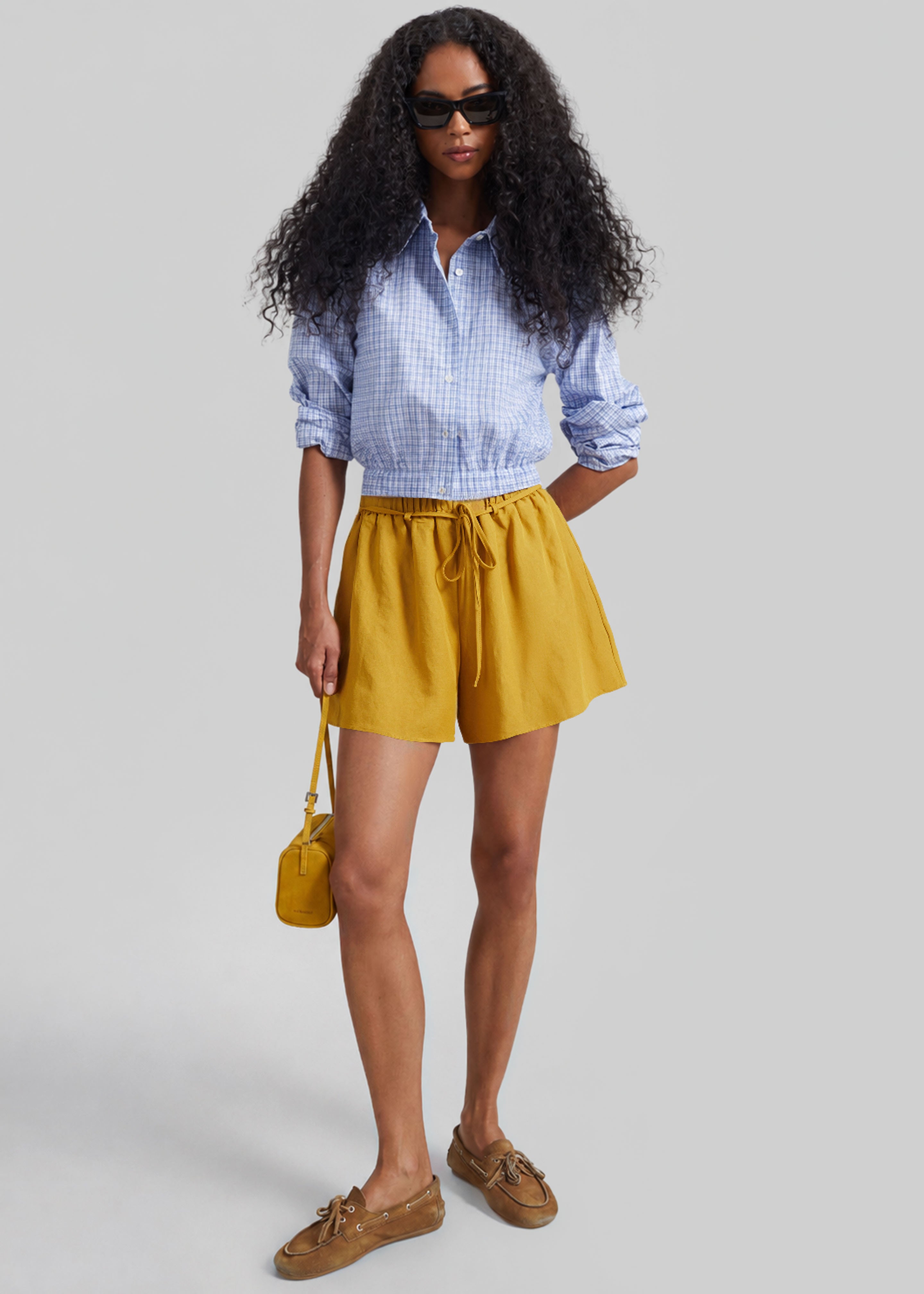 Lison Cropped Shirt - Blue Plaid – The Frankie Shop