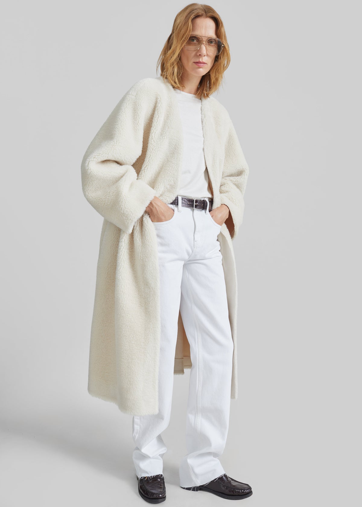 Livigno Faux Shearling Coat - Ivory - 4