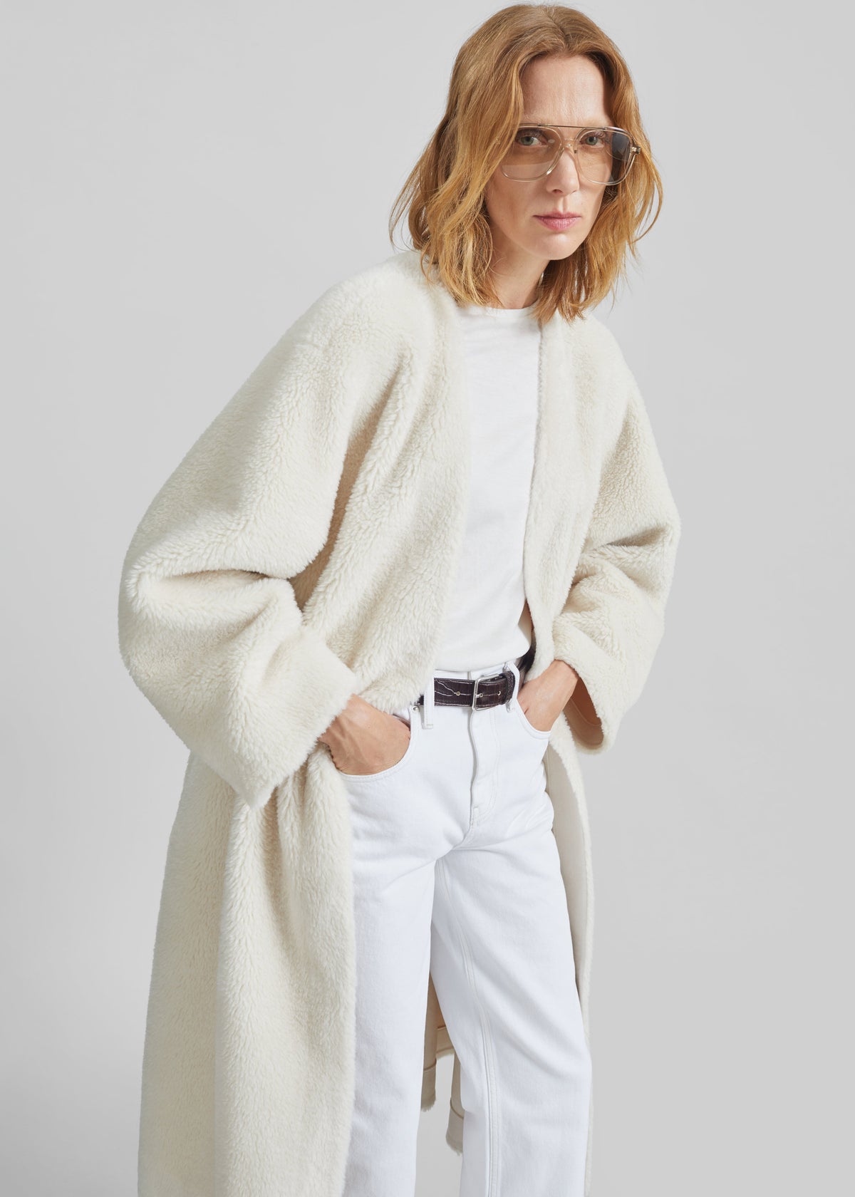 Livigno Faux Shearling Coat - Ivory - 5