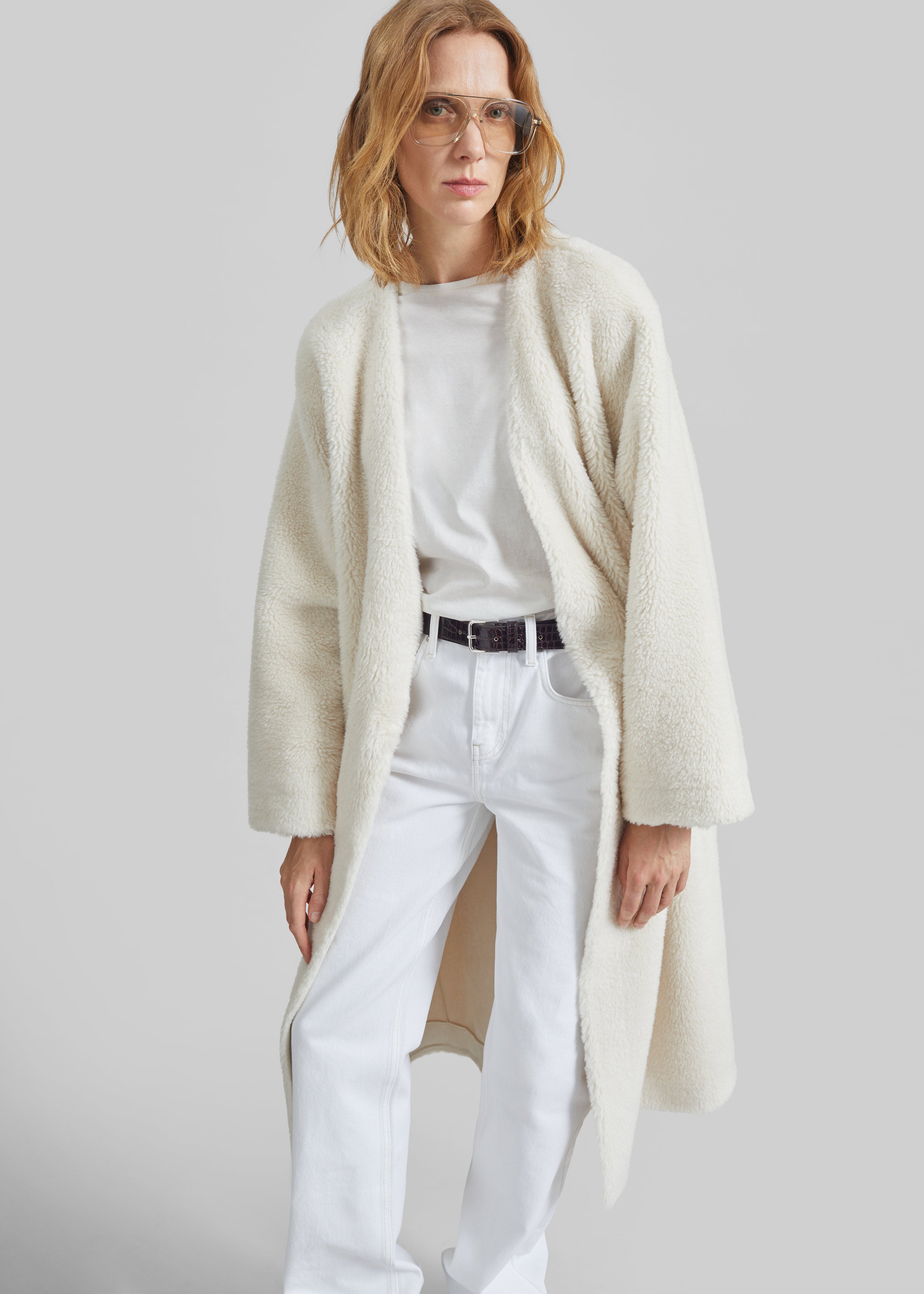 Livigno Faux Shearling Coat - Ivory - 2