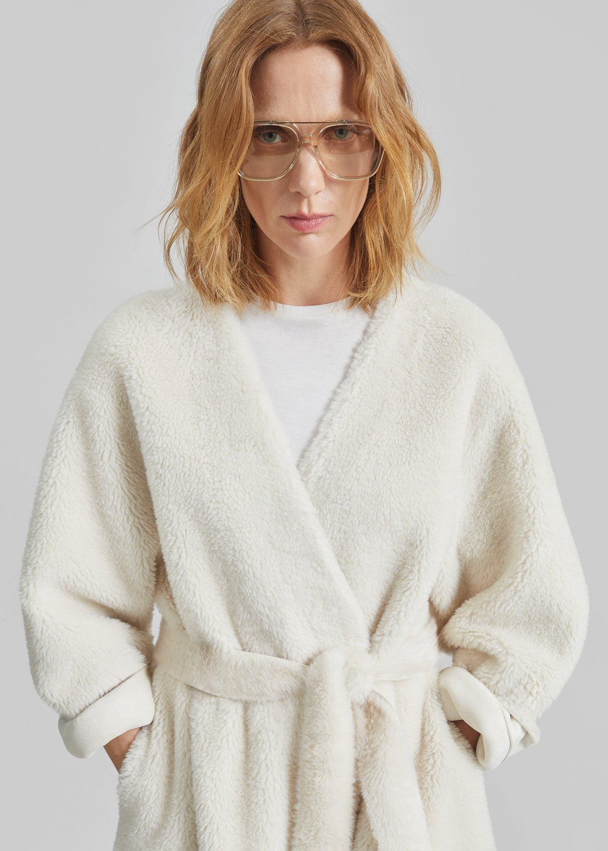 Livigno Faux Shearling Coat - Ivory - 7