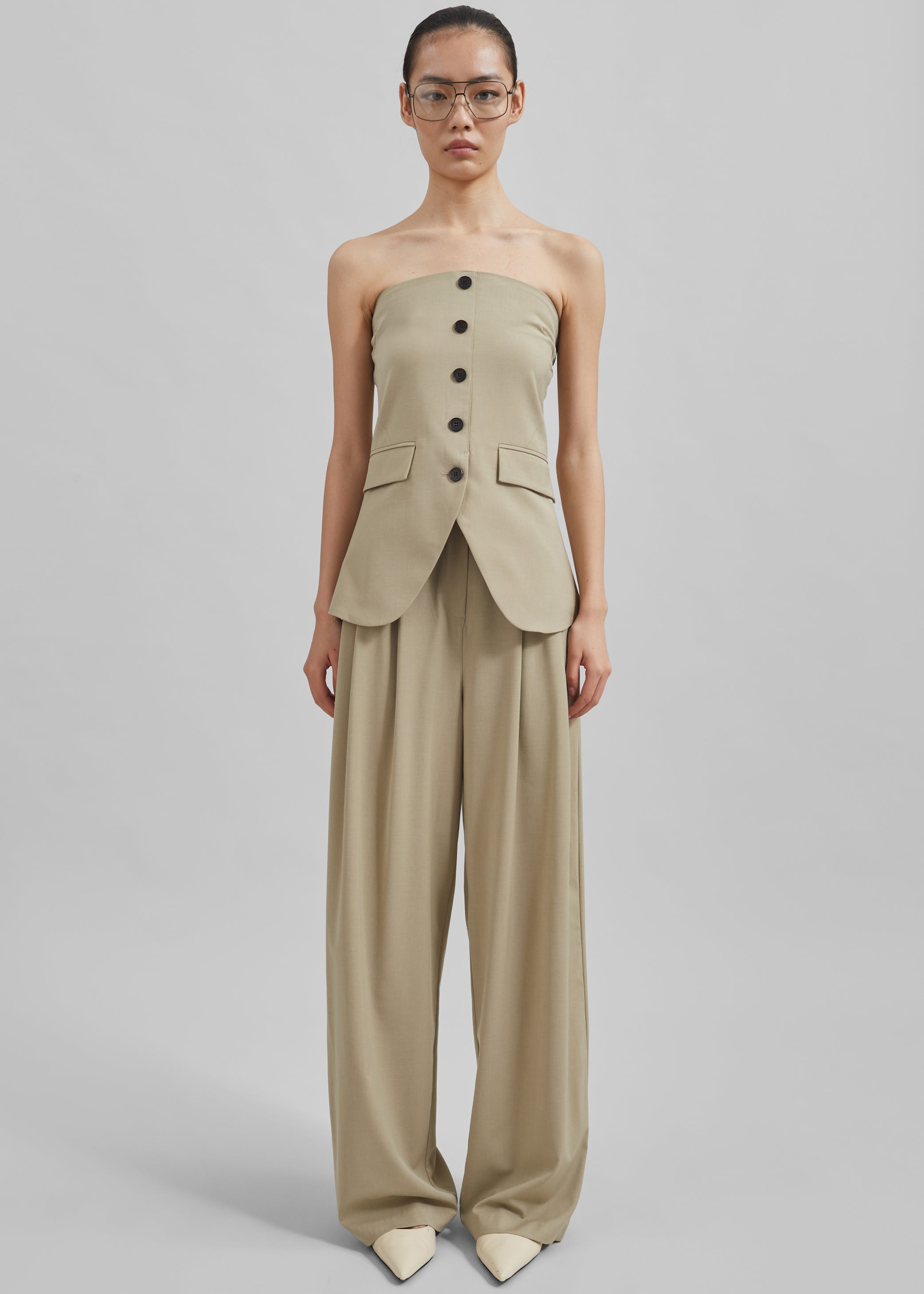 Shop the look image for Livvy Pleated Trousers - Beige