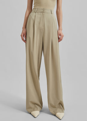 Livvy Pleated Trousers - Beige