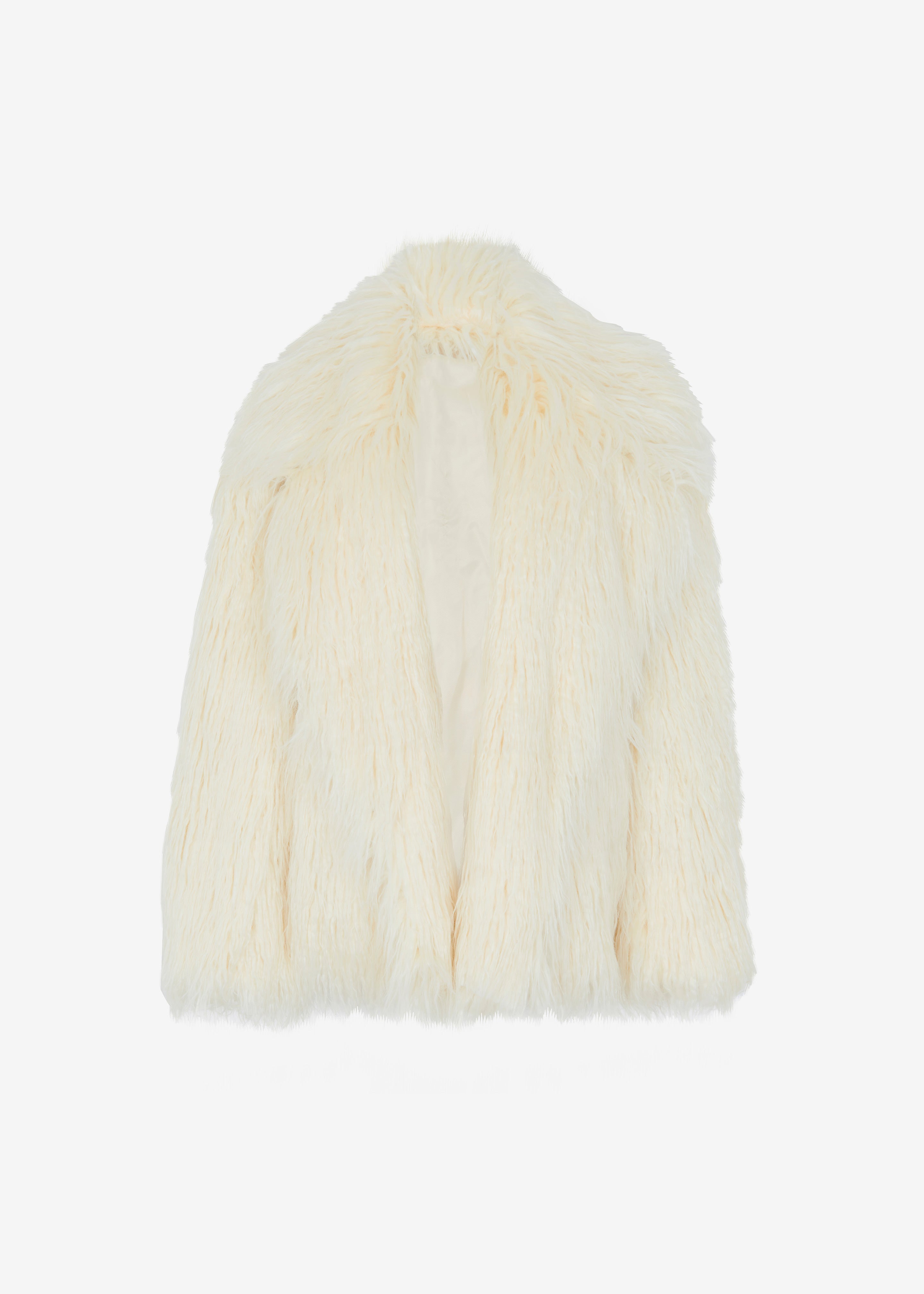 Liza Short Faux Fur Coat - Off White - 9