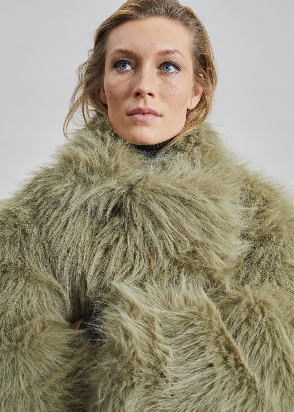 Liza Short Faux Fur Coat - Sage - 1